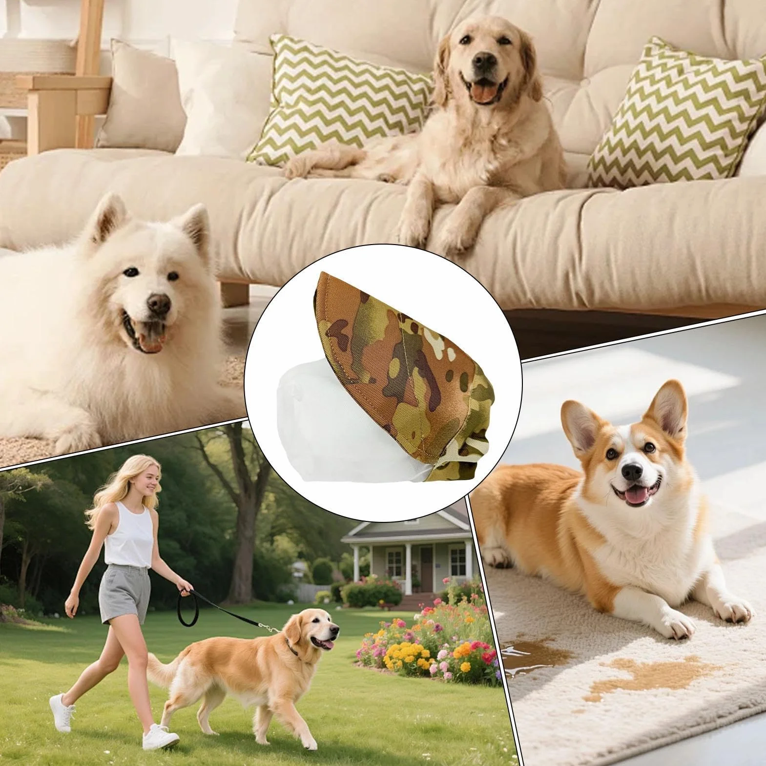 Copertura per la testa del cane: rete regolabile leggera e multifunzionale | Maschera facciale in rete traspirante per cuccioli di taglia piccola, media e grande che camminano all'aperto, escursionism