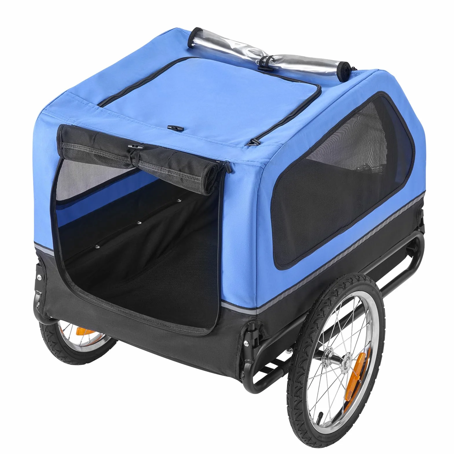 VEVOR Rimorchio per Bici per Cani, Supporta Fino a 40 kg, Carrello Portabici, Telaio Pieghevole con Ruota a Sgancio Rapido, Attacco Universale per Bicicletta, Riflettore, Bandiera Guinzaglio Interno