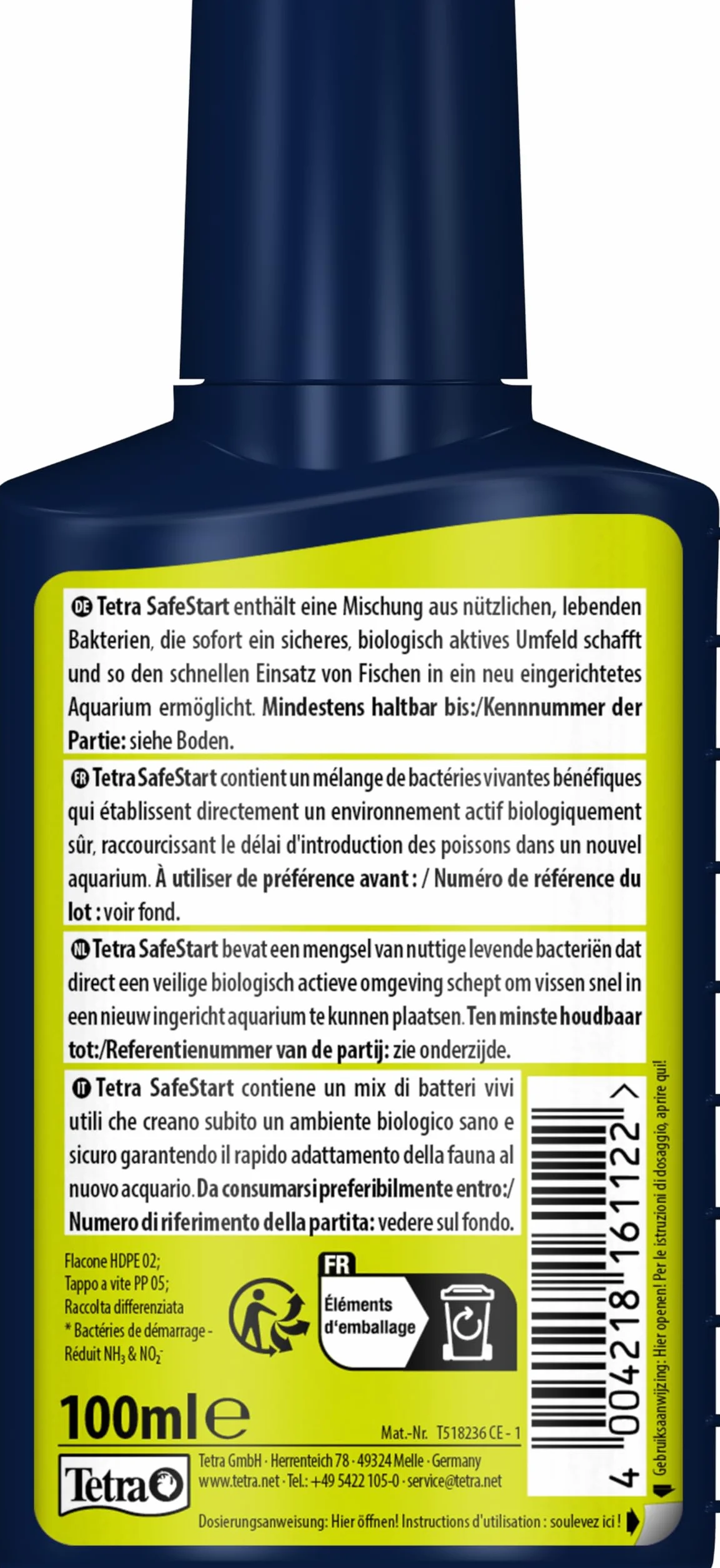 Tetra SafeStart Attivatore per Acquari, Consente di Introdurre i Pesci Immediatamente dopo L'allestimento dell'Acquario, 100 ml