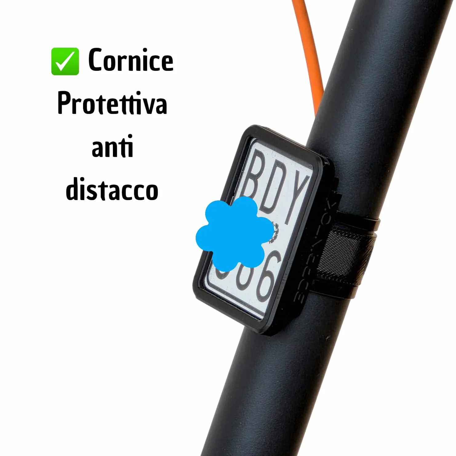Portatarga per Monopattino Elettrico - Supporto Targa Regolabile per Steli Tubolari Tondi, Ovali e Poligonali - ASA Resistente Agenti Atmosferici