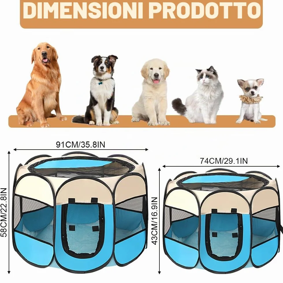 Cucciolo Portatile che Corre, Box per Cane da Corsa Stabile Guscio Gatto Pieghevole, Cane Elastico in Tessuto Oxford Impermeabile, Cane Gabbia Per Gatto, Cane, Caneconiglio (Bianco Blu, S, 8)