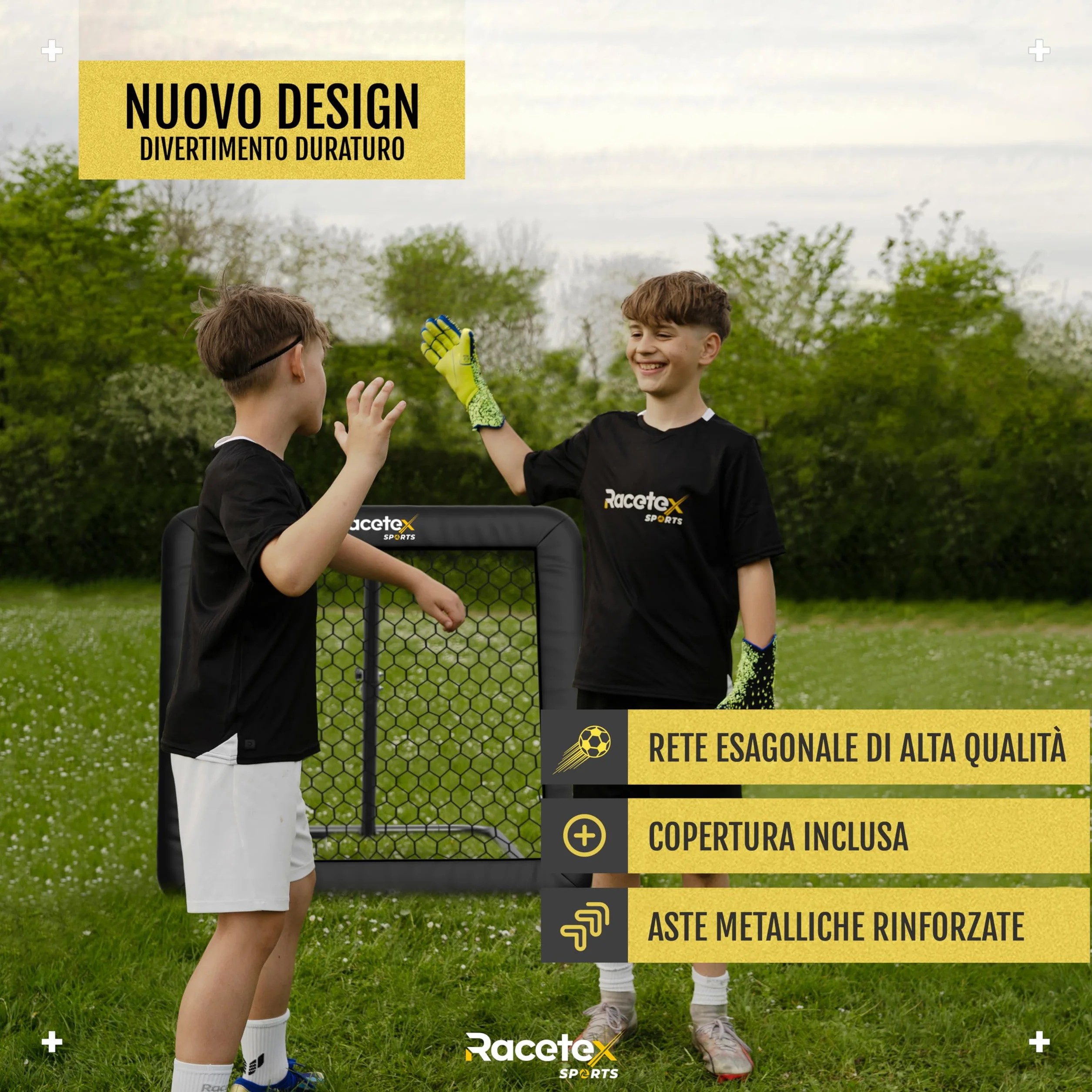 Racetex Rimbalzo per calcio 100 x 100 cm [con copertura] – Rimbalzo da calcio con struttura robusta – Regolabile in modo continuo – Calcio per tiro, passaporto e allenamento