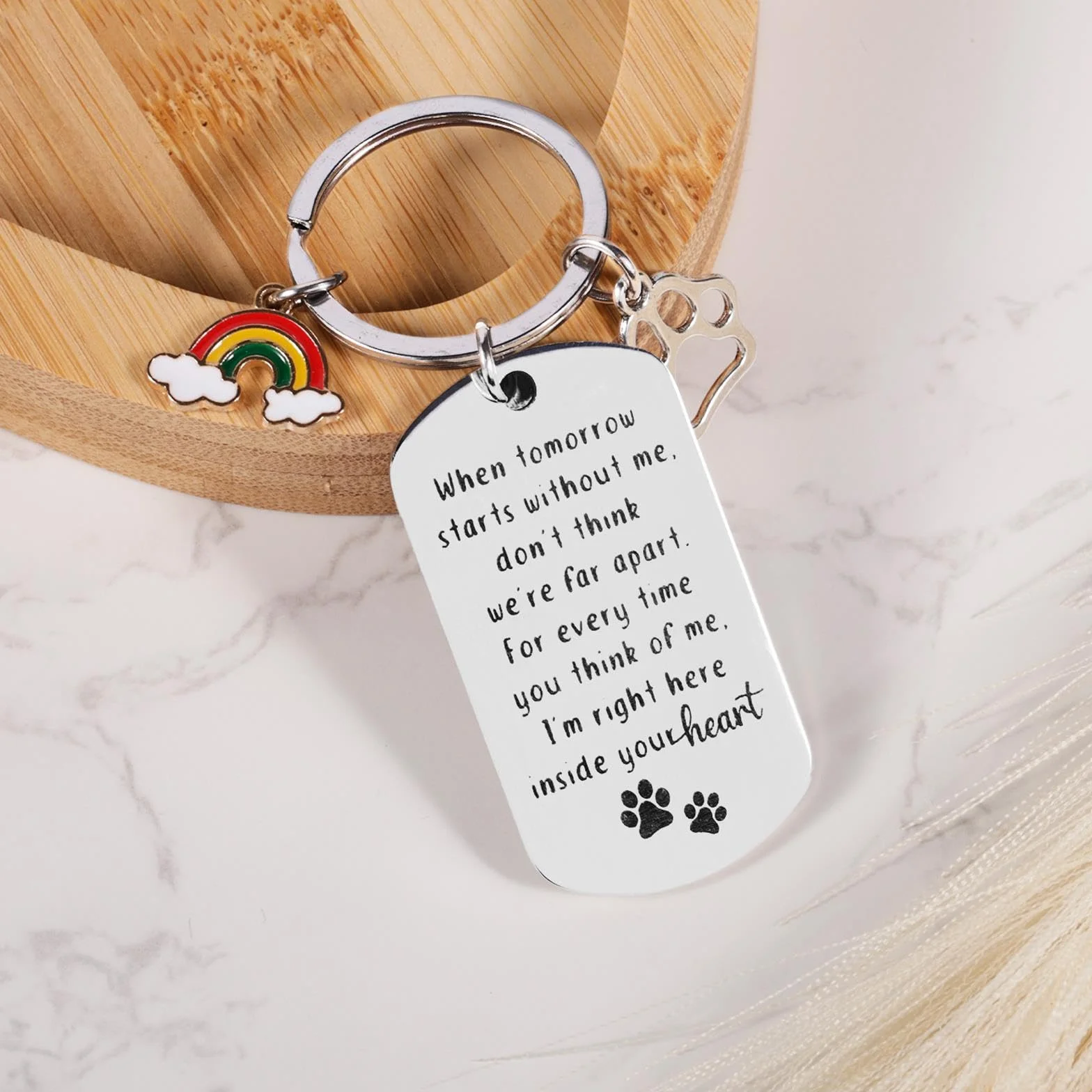 XIHIRCD Portachiavi Commemorativo per Cani per la Perdita del Cane, Regalo Commemorativo per Cani con Ponte Arcobaleno Portachiavi per Cani con Simpatia e Lutto per Cani Gatti Animali Domestici