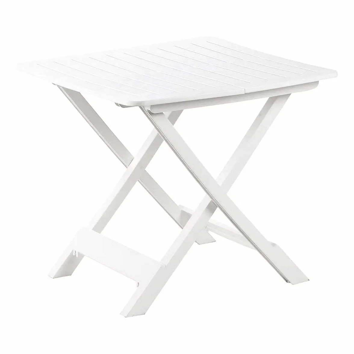 vidaXL Tavolo da Giardino Pieghevole Design a Doghe Robusto Durevole Leggero Elegante Tavola Arredi per Esterni Bianco 79x72x70 cm in Plastica