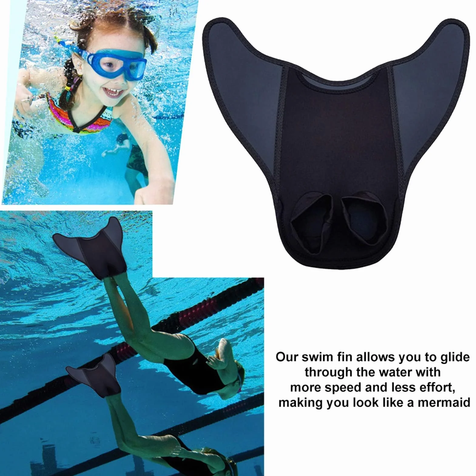 Pinne da Nuoto per Bambini Monopinna a Coda di Sirena Monopezzo Immersione Allenamento Attrezzatura