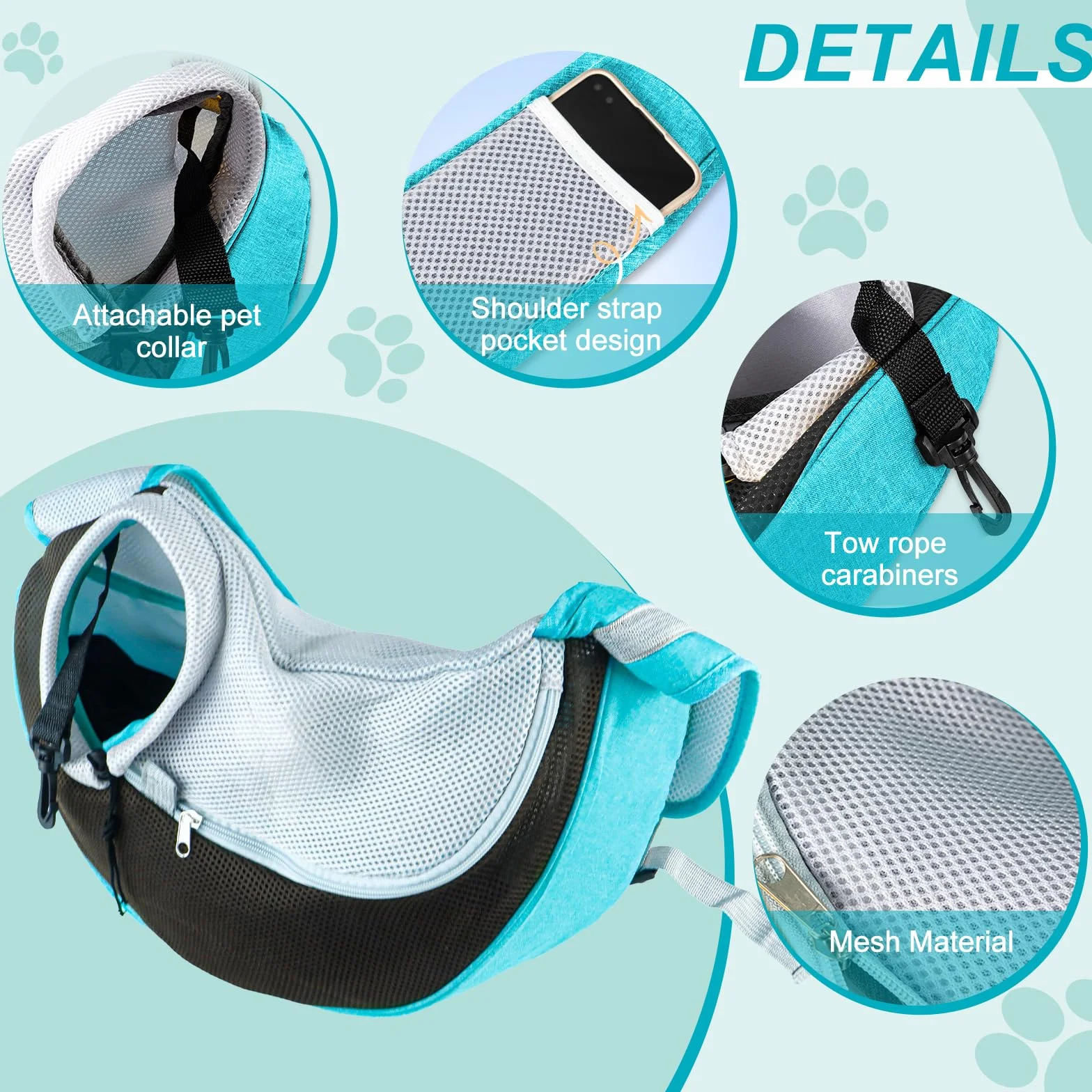 Marsupio per Cani Taglia Piccola Traspirante Borsa da Viaggio per Cane Gatto Fino a 5KG