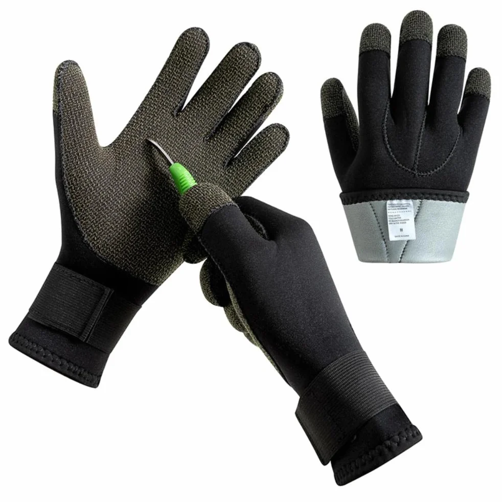 KKPLZZ Guanti da Sub in Fibra Organica, Guanti da Muta Resistenti al Taglio Guanti Termici Antiscivolo Antiscivolo per Snorkeling, Immersioni subacquee, Surf, Kayak, Rafting