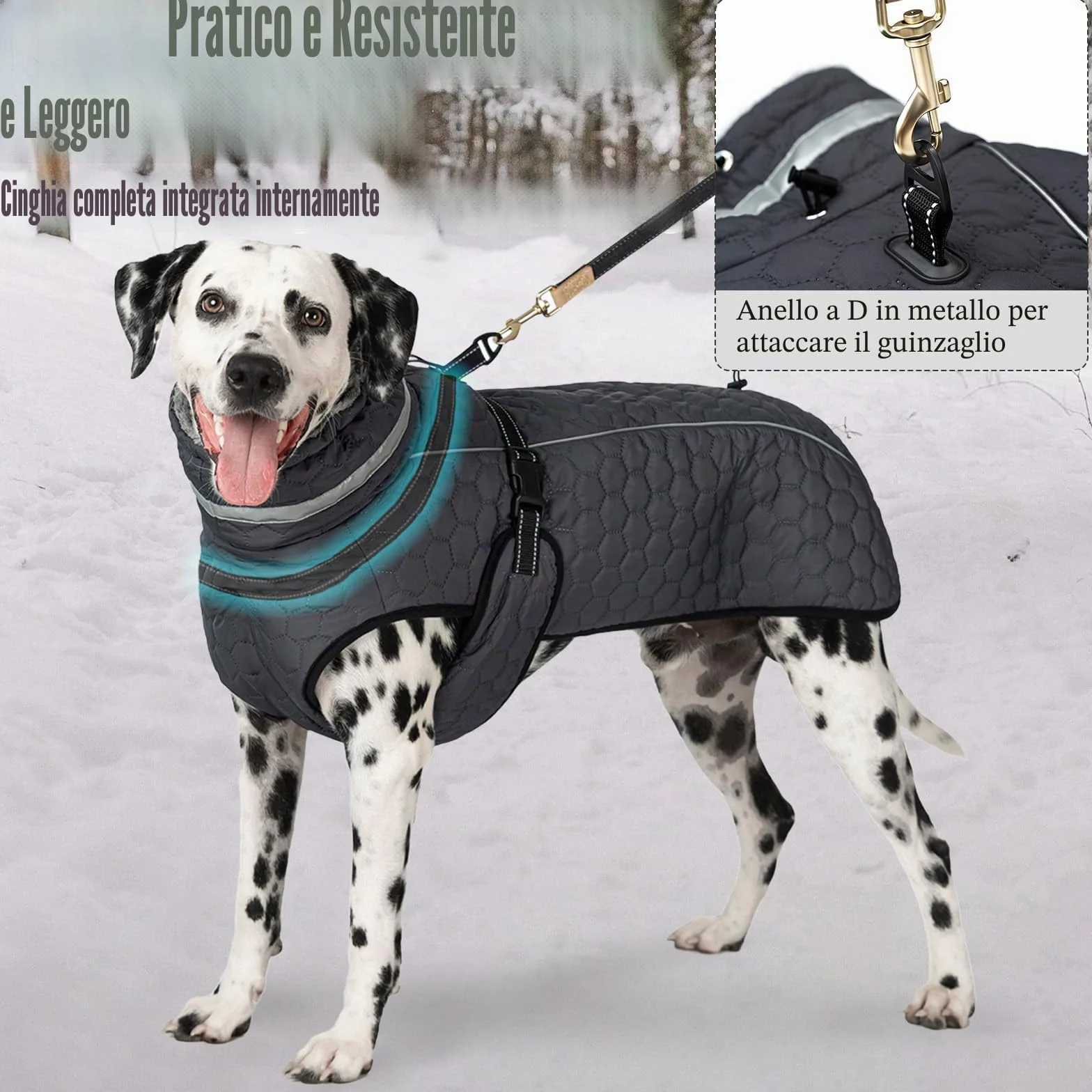 Cappotto Impermeabile Cane Giubbotto Pile Invernale Caldo Regolabile Riflettente Taglia Piccola Media Grande