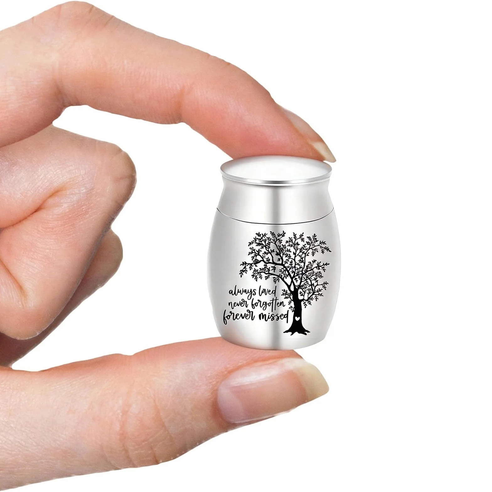 Mini Urna Ricordo Albero Della Vita 4 x 3 cm, Urna Piccola Commemorativa in Acciaio Inossidabile per Animali, Urna Piccola in Lega di Alluminio per Cani e Gatti, Urna del Ricordo Incisa