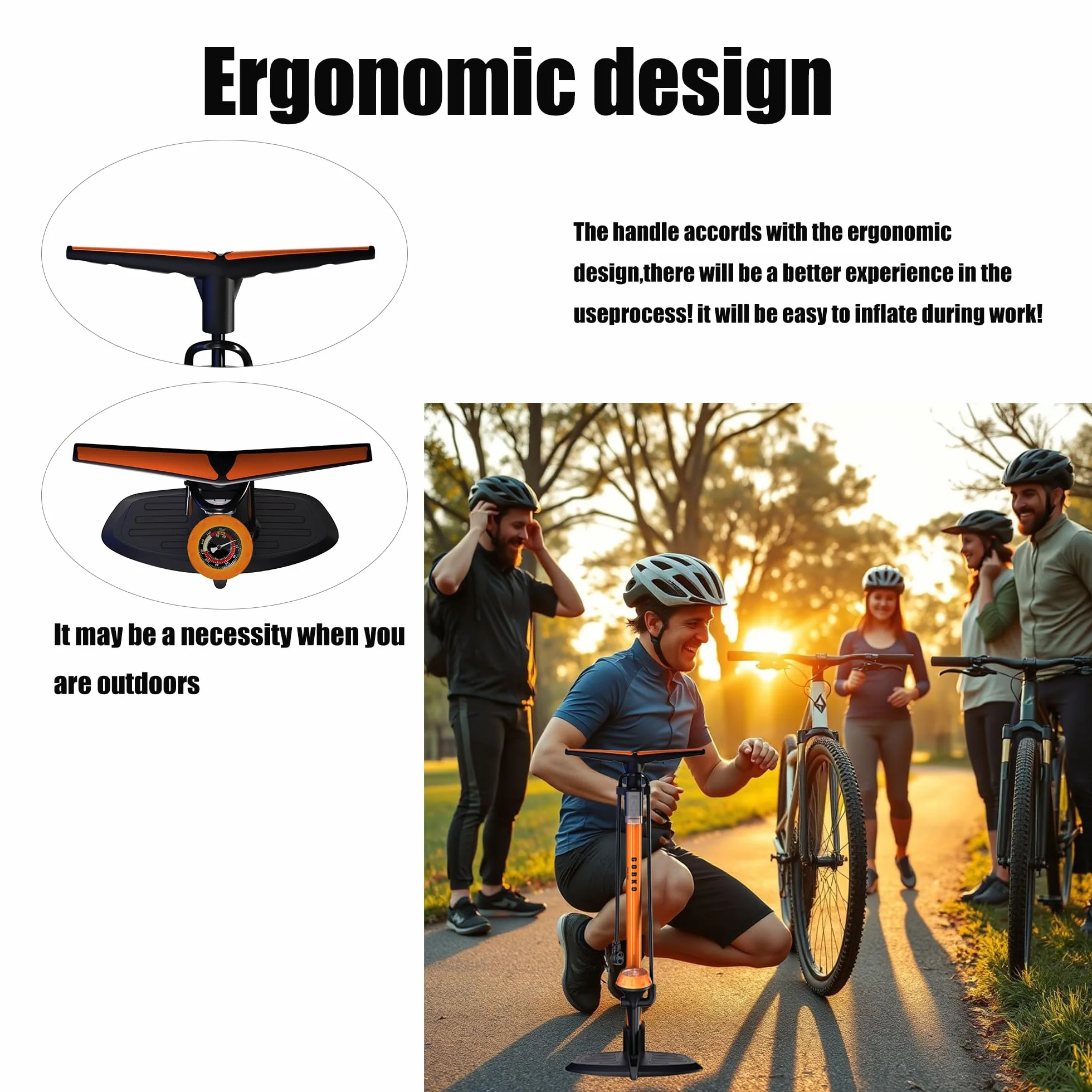Pompa da pavimento per bici, pompa da bicicletta da pavimento con pompe per biciclette Presta & Schrader Valvole Pompa ad alta pressione portatile multiuso da 160 psi per bici e palloni