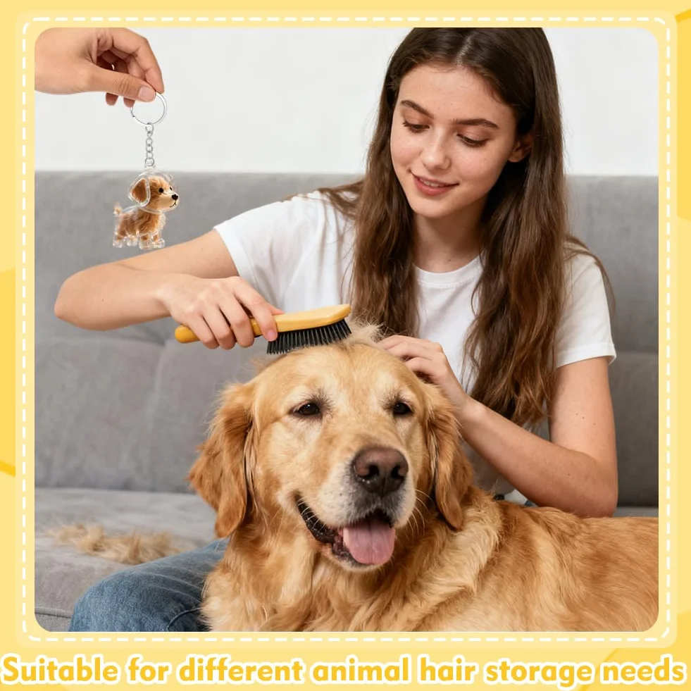 Portachiavi Ricordo Peli di Cane - Figurina 3D Cane Trasparente, Capsula Conservazione Peli Animale, Regalo Creativo per Amatori di Cani Gatti, Ricordo Perdita Animale Domestico