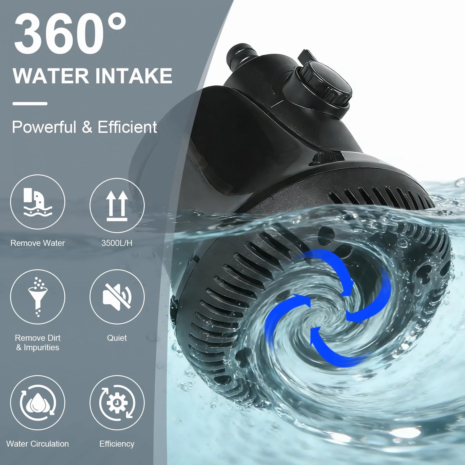 EFUTURETIME Pompa per Acquario 25W 800l/H Pompa Acqua Sommergibile Silenziosa con 1m Tubo Flessibile 3 Ugelli, Pompa per Laghetto Fontana da Interno per Giardini Piscina Idroponica Acquari