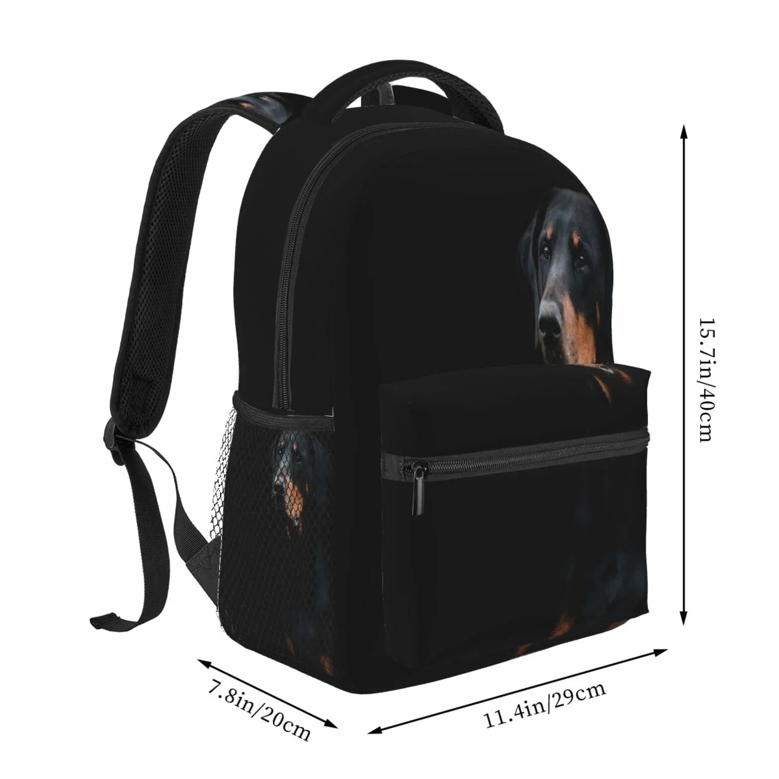Zaino casual Doberman Pinscher Animali domestici Cani Cani neri Doberman Classic Bookbag Borsa da scuola resistente all'acqua Zaino casual con tasche laterali