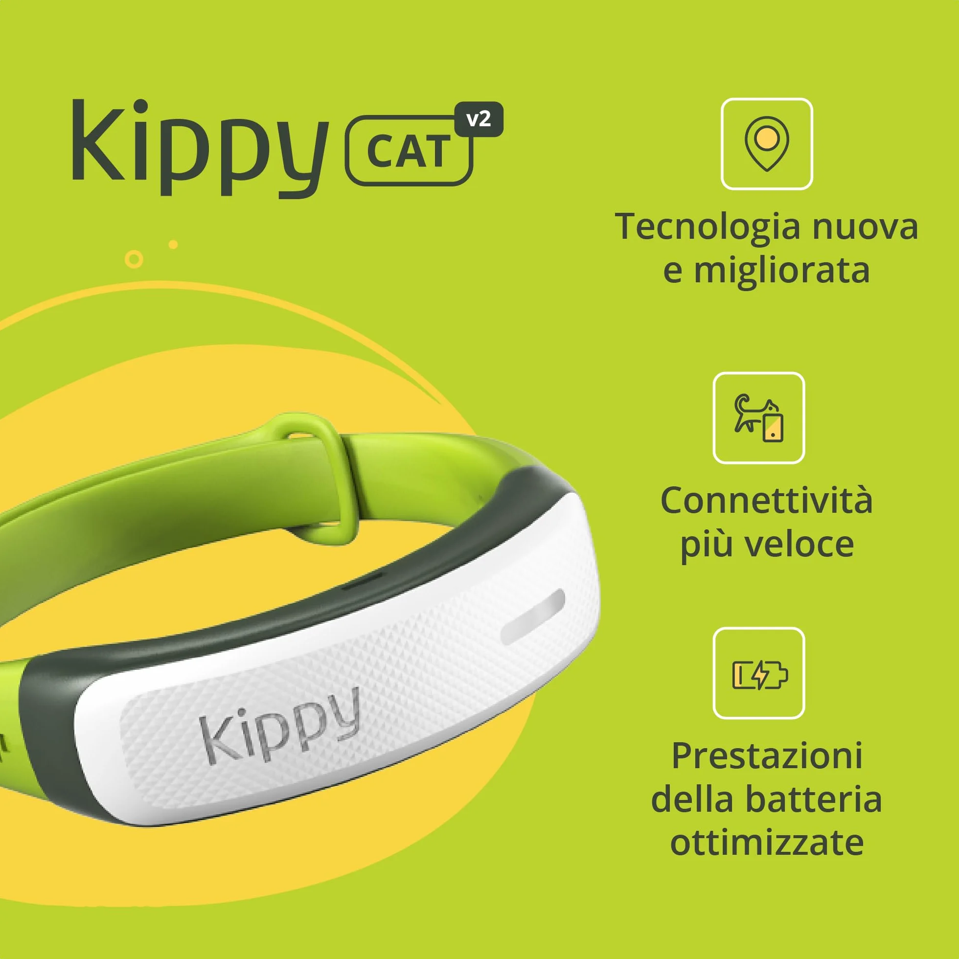 Kippy Cat V2 - Collare GPS per Gatti - Localizzatore e Tracker di Salute e Attività con Sistema Antistrozzo - Crea Confini Virtuali