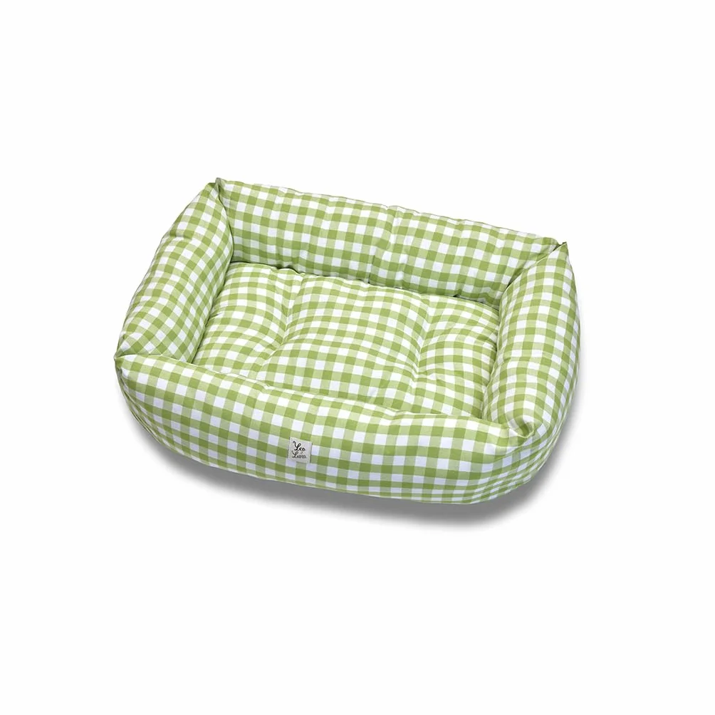 LEO & LUNA Divanetto per Cani, Collezione Quadretto, Produzione Artigianale, Taglie XS-XXL (Pistacchio, L)