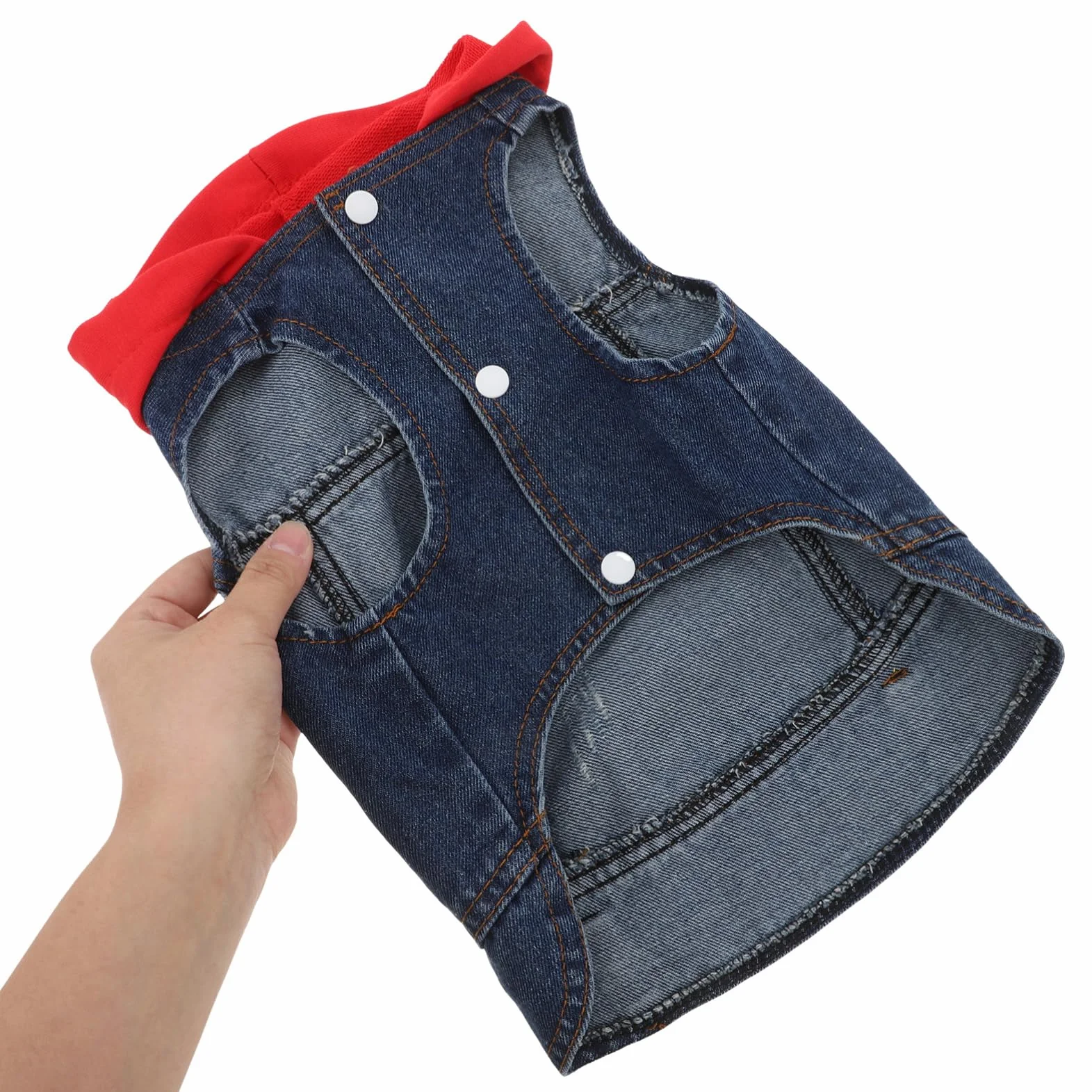 Happyyami Gilet per Animali Domestici Cappotto Cane Giacca di Jeans Rosso