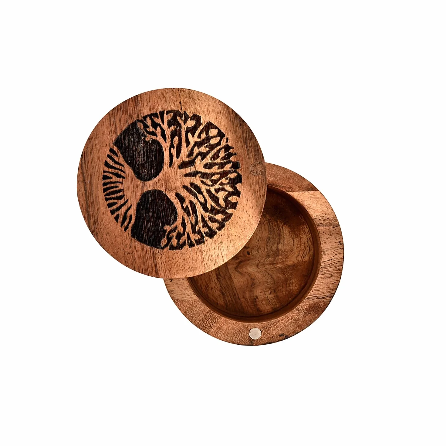 Samhita Urna per Ceneri umane, Realizzata a Mano, in Legno di Acacia, urna per Ceneri umane, urna per Ceneri (8,89 x 8,89 x 6,35 cm)