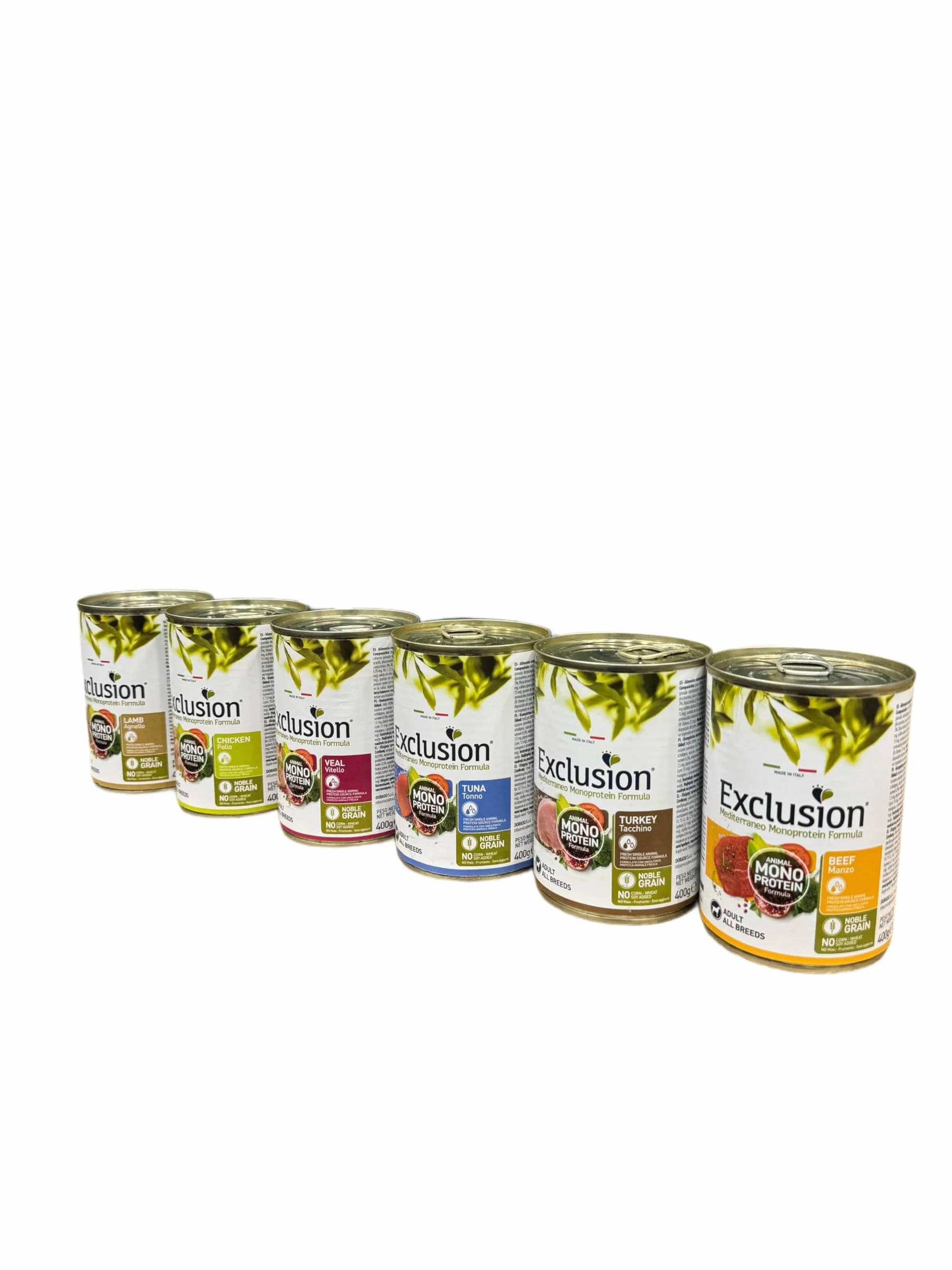 Exclusion umido cane Monoprotein All Breeds Adult Tonno, alimento completo per cani adulti di tutte le taglie, monoproteico, gusto TONNO | 6 scatolette da 400 grammi l'una.