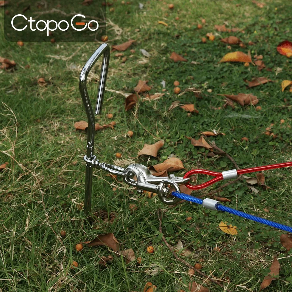 Guinzaglio per Cane A 3 M/5 M/10 M con Picchetto Elicoidale A Terra A 46 Cm - per Esterno Come Cortile E Campeggio - Adatto per Cani Piccoli E Medi (3M, Blu)