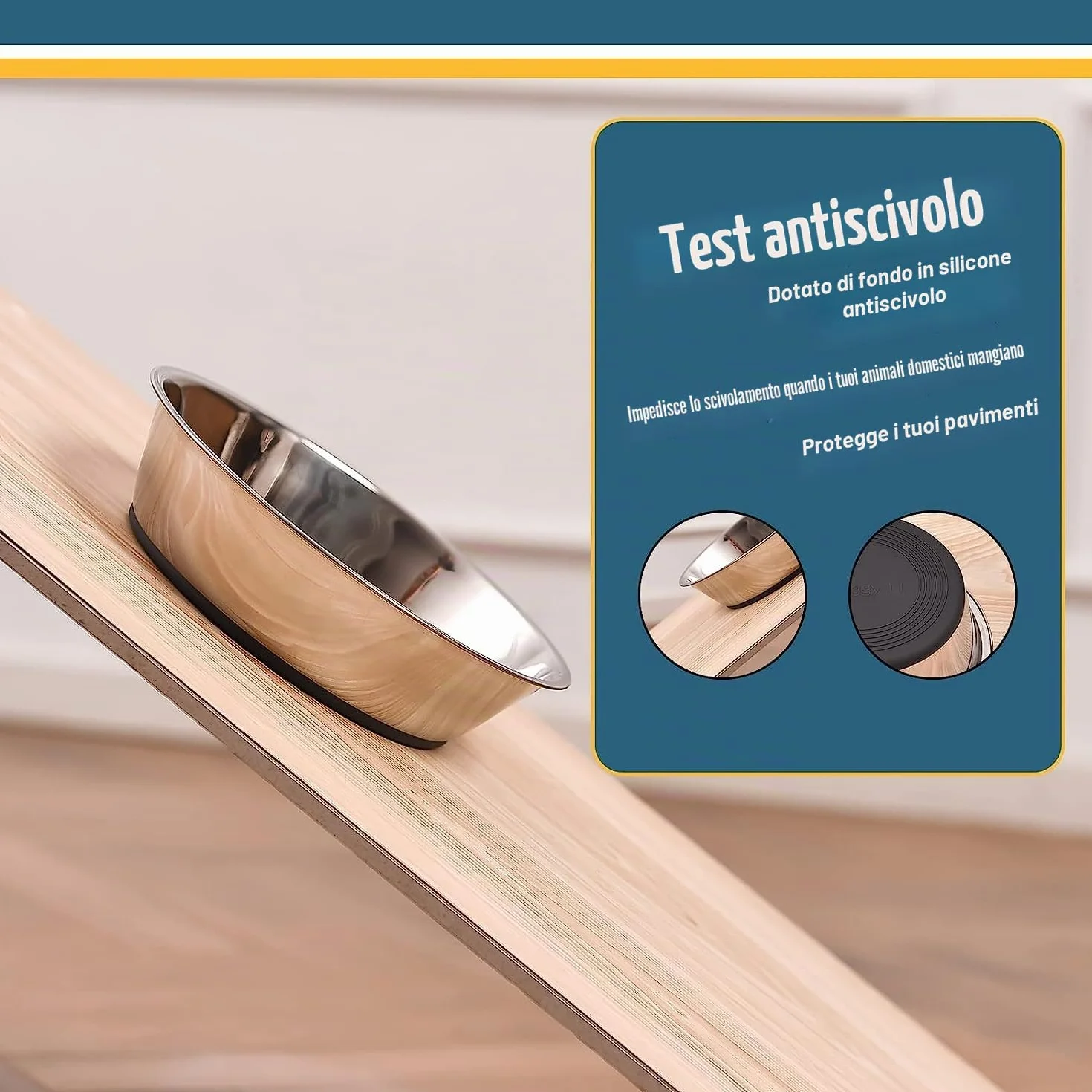 PEGGY11 Ciotole per Gatti in Acciaio Inossidabile, Fondo Antiscivolo, per Uso Alimentare, Senza BPA, Lavabili in Lavastoviglie, 430ML, 2 Pezzi