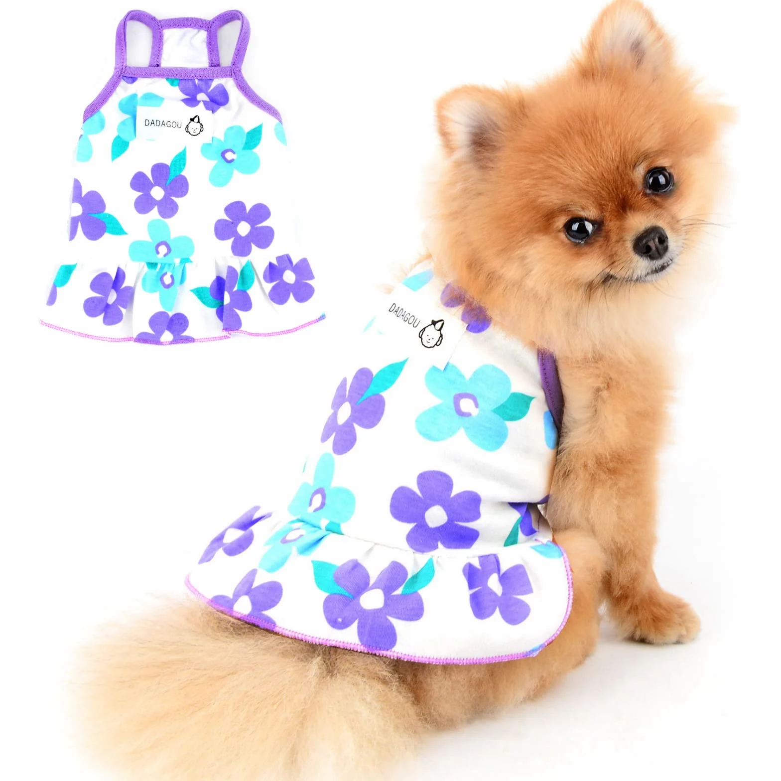 PAIDEFUL Magliette per Cani di Piccola Taglia Gatti Ragazze Gonna a Fiori Estiva Gilet in Morbido Cotone Tee Bretella Canotte Traspiranti Cucciolo Chihuahua Yorkie Vestiti Abbigliamento per gatti XL