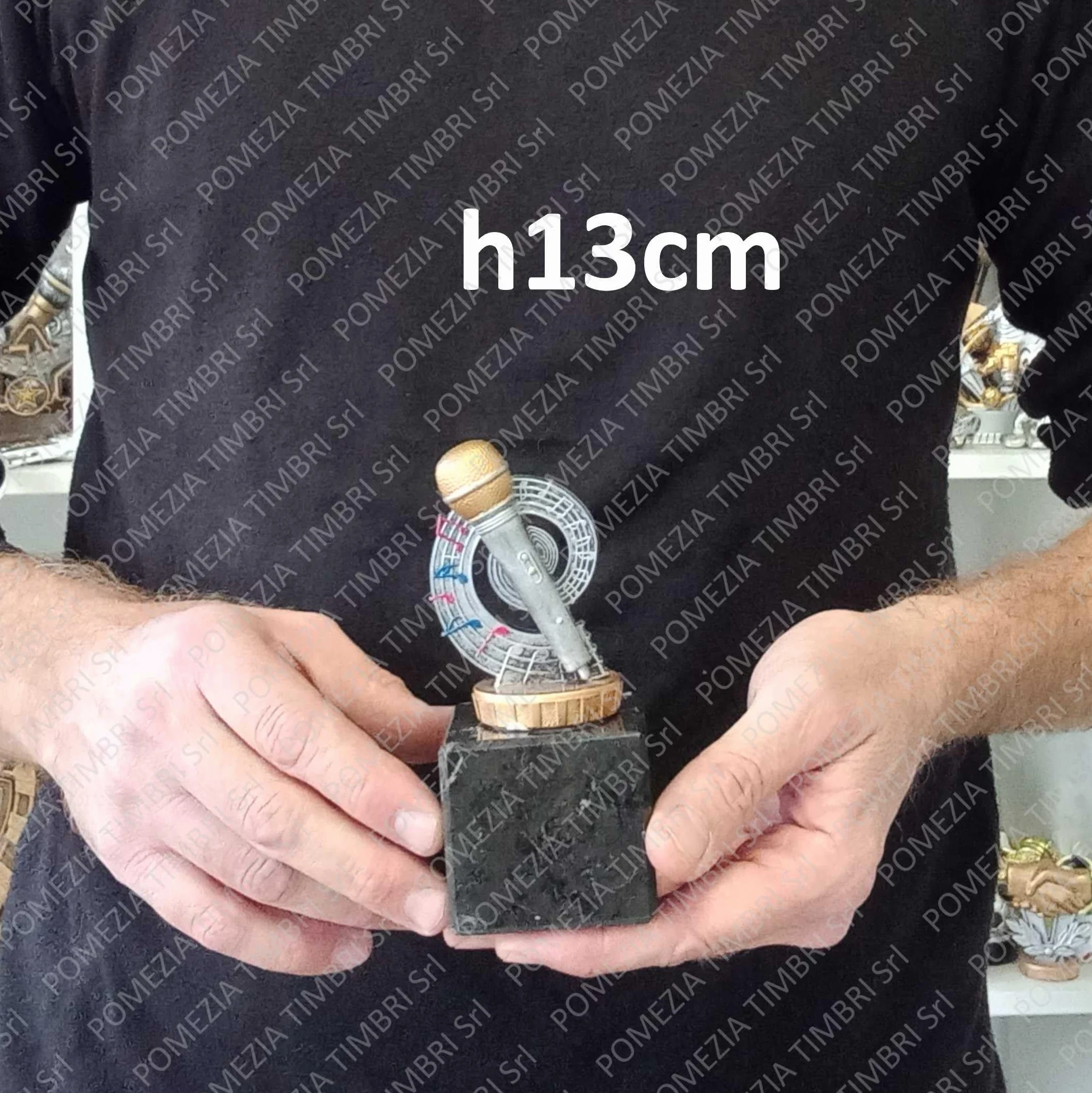 Trofeo Karaoke Microfono in ABS con Base in Marmo Nera
