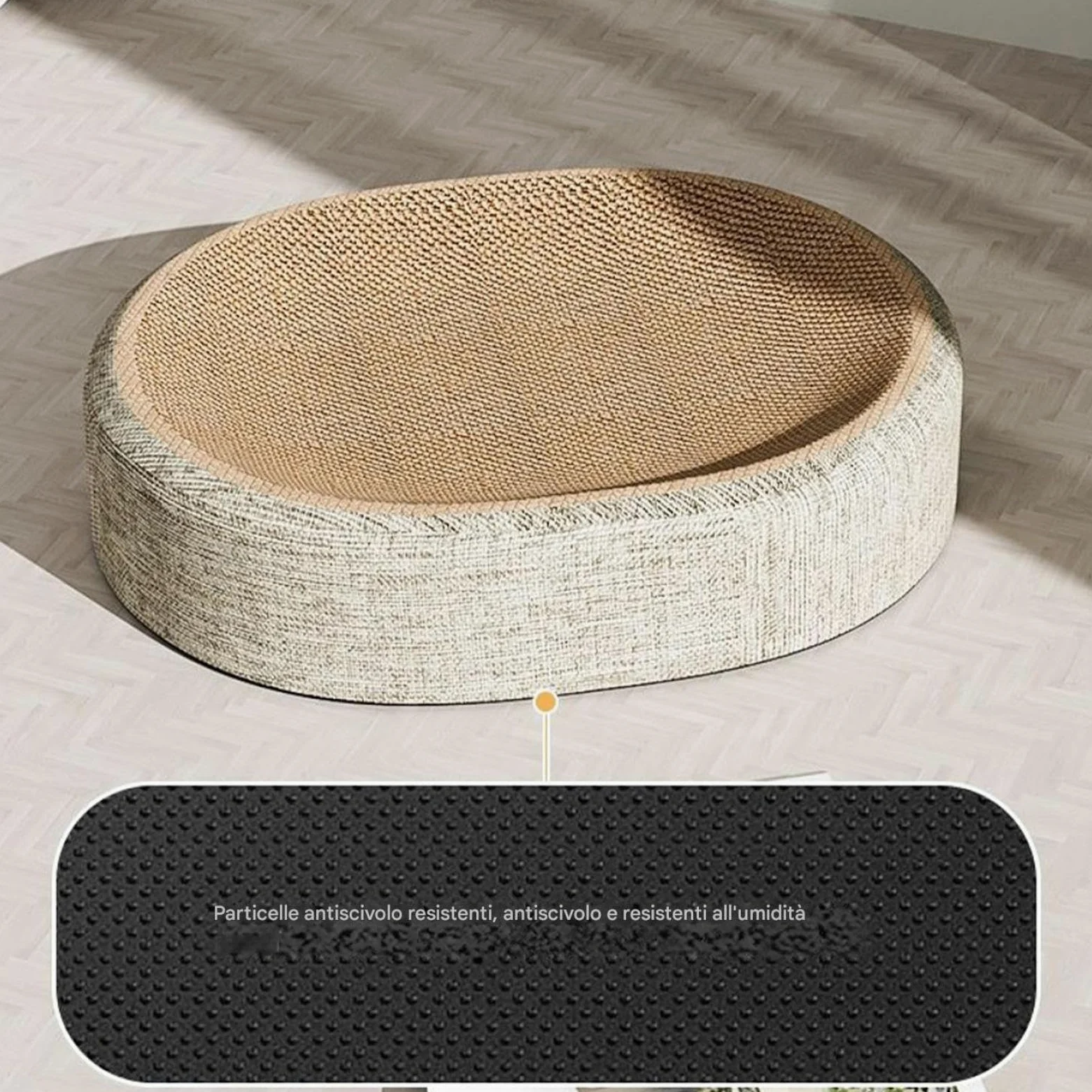 Tiragraffi Per Gatti Resistente In Sisal, 60x40x8cm 2 In 1 Cartone Rotondo Tiragraffi, Cuccia Ovale 2 In 1, CerchiTiragraffi Lounge Per Graffiare, Riposo E Gioco Gatti Da Interno