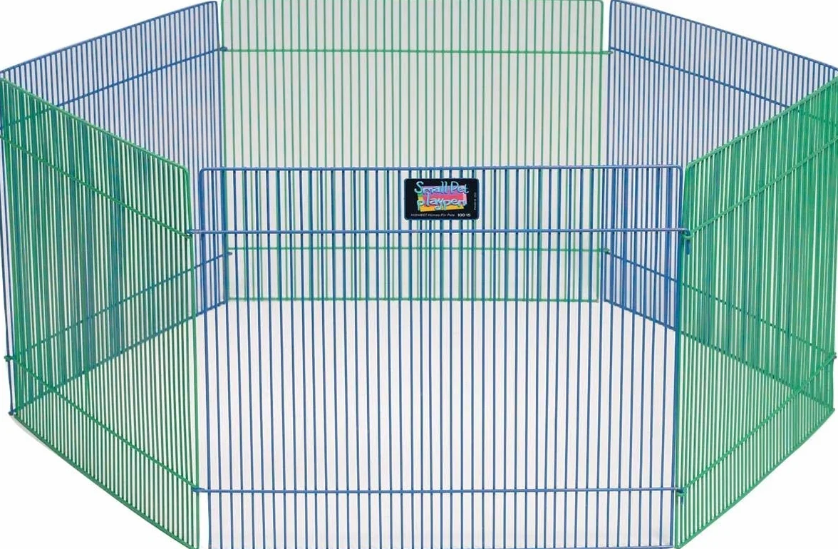 Midwest Homes for Pets - Recinto per Animali di Piccola Taglia, recinto/Area Giochi, Blu e Verde, 1 Pezzo (Confezione da 1), recinto per Piccoli Animali
