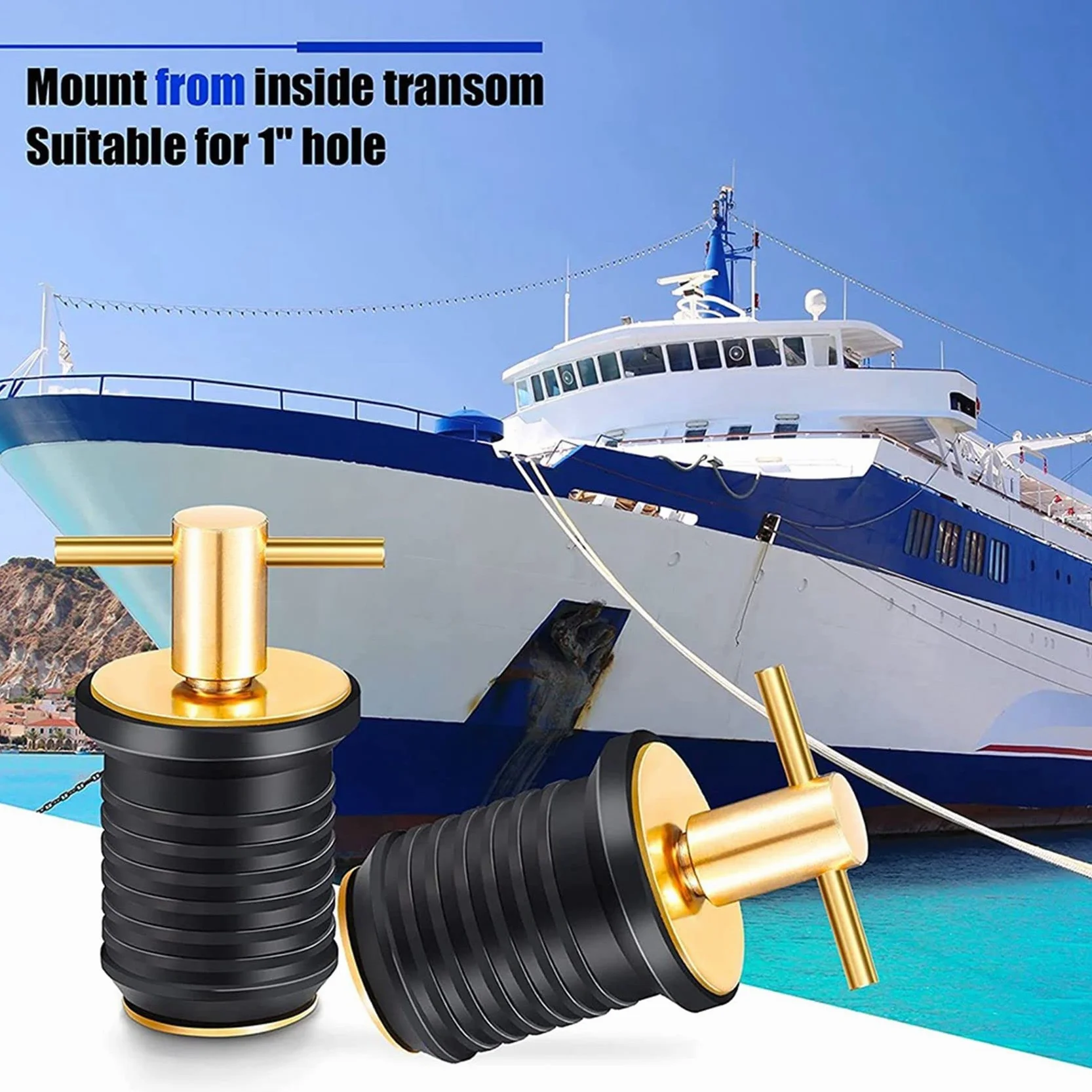 2 Pezzi Tappo di Scarico con Impugnatura Un T Tappi di Scarico per Barche Marine Twist-Turn Tappi nel Gomma con Manico nel Accessori per Barche