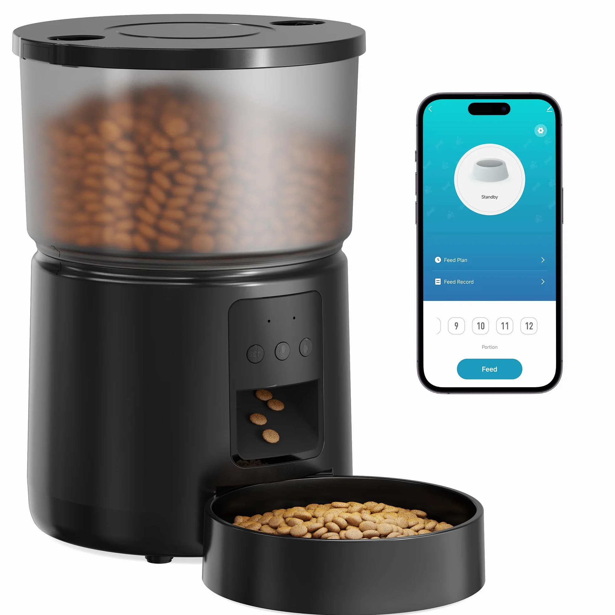 SOOFPET Distributore Automatico Cibo Gatti - 5G/2.4G WiFi Dispenser - Distributore Cibo Gatti Collegare APP - Alimentazione a Distanza - 10 Pasti al Giorno - Doppia Alimentazione - 3L Bianco