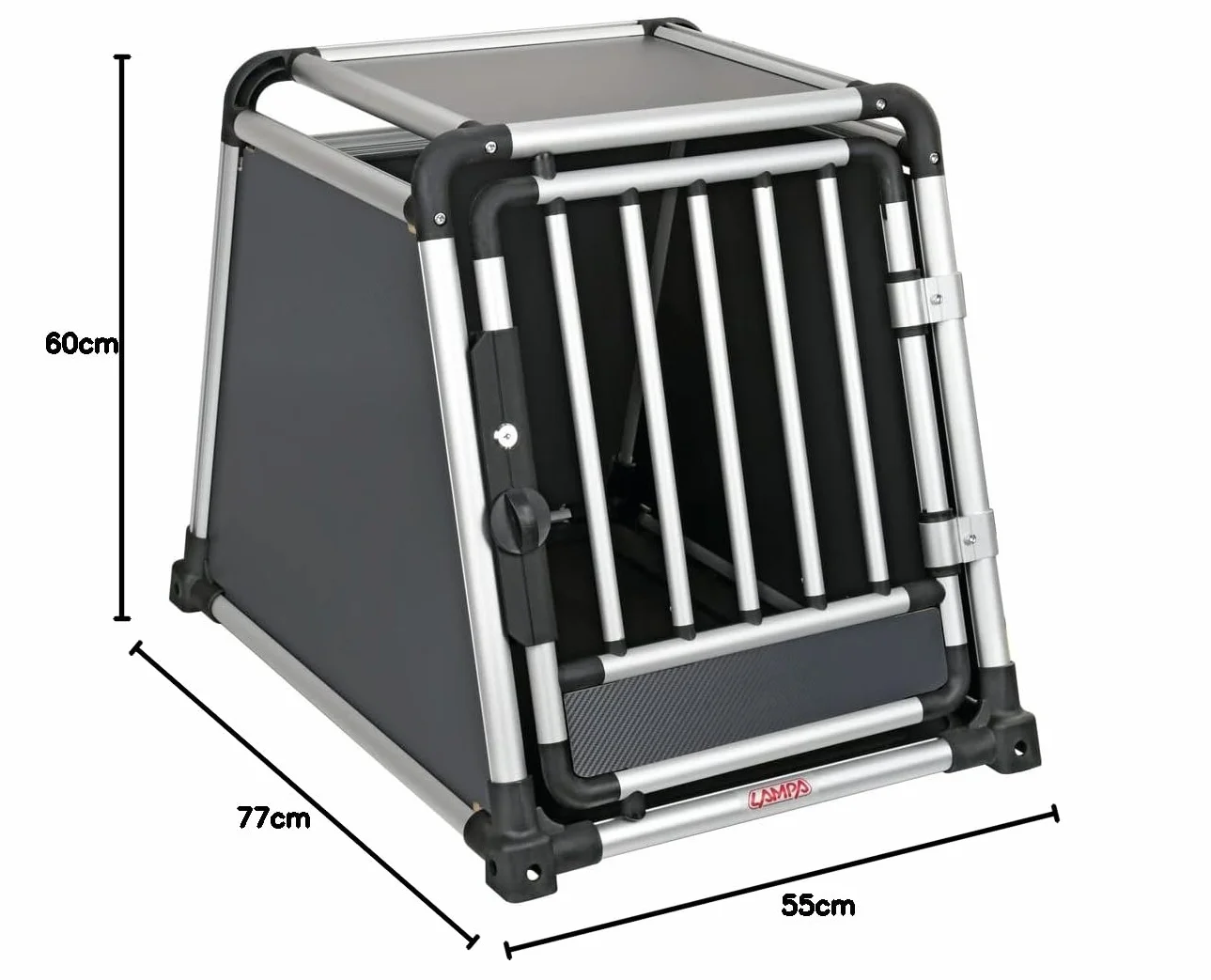 Lampa 60506 Premium, trasportino in Lega di Alluminio, specifico per Il Trasporto di Animali in Auto - Type 6-55 x 77 x H 60 cm