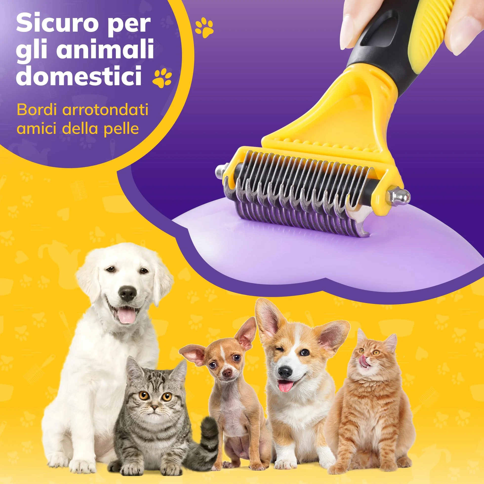 Morpilot Spazzola per Cani Gatti Pelo Lungo, Pettine Professionale Spazzola Sottopelo Cardatore Rimuovere Peli Superflui Sbrogliare Nodi