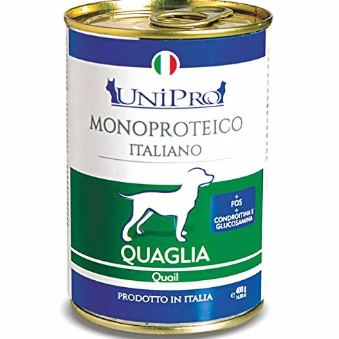 Uniprò Cibo Umido per Cani monopreteico Quaglia 400g Confezione da 6 pz