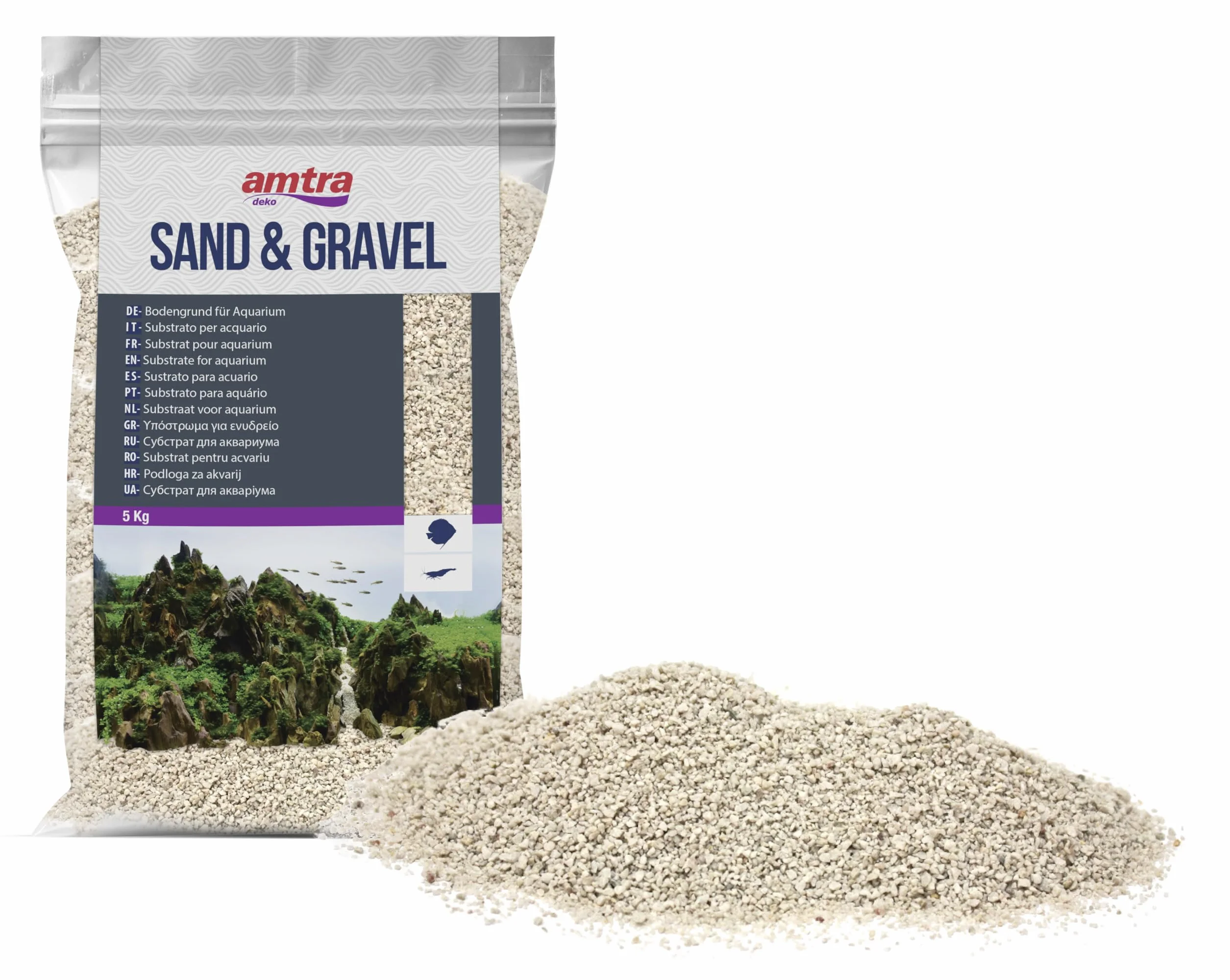 Amtra Quarzo bianco Avorio - Sabbia per acquari al quarzo bianco fine, per acqua dolce o salata, grani 1-3mm, Quantità 5 kg