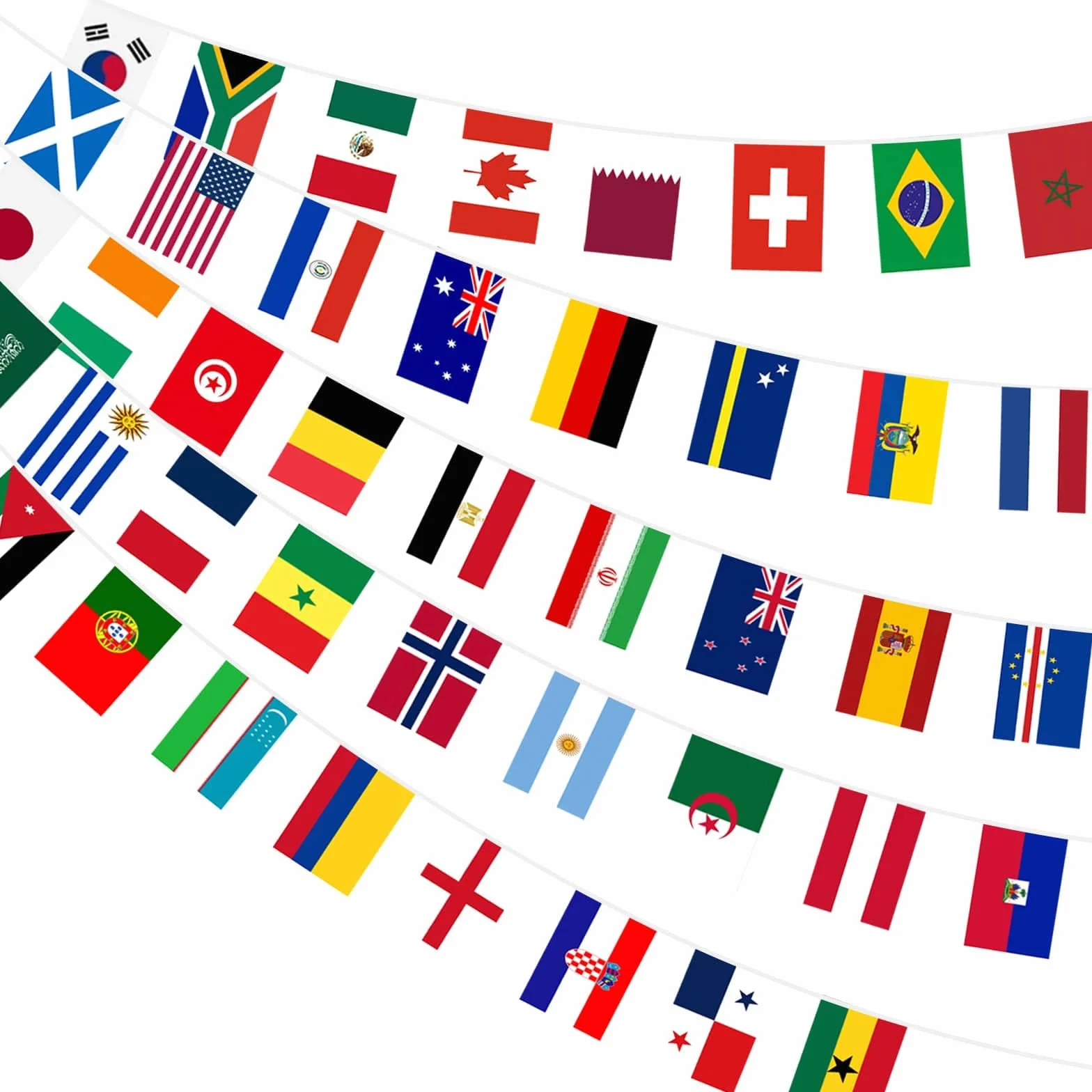 AhfuLife 2 Pezzi Bandierine Coppa del Mondo 2026, 20×28 cm-21m, 48 Paesi Bandiere del Mondo Include Bosnia ed Erzegovina, Repubblica Ceca e Svezia, Striscioni Decor per Mondiali, Eventi Calcio, Festa