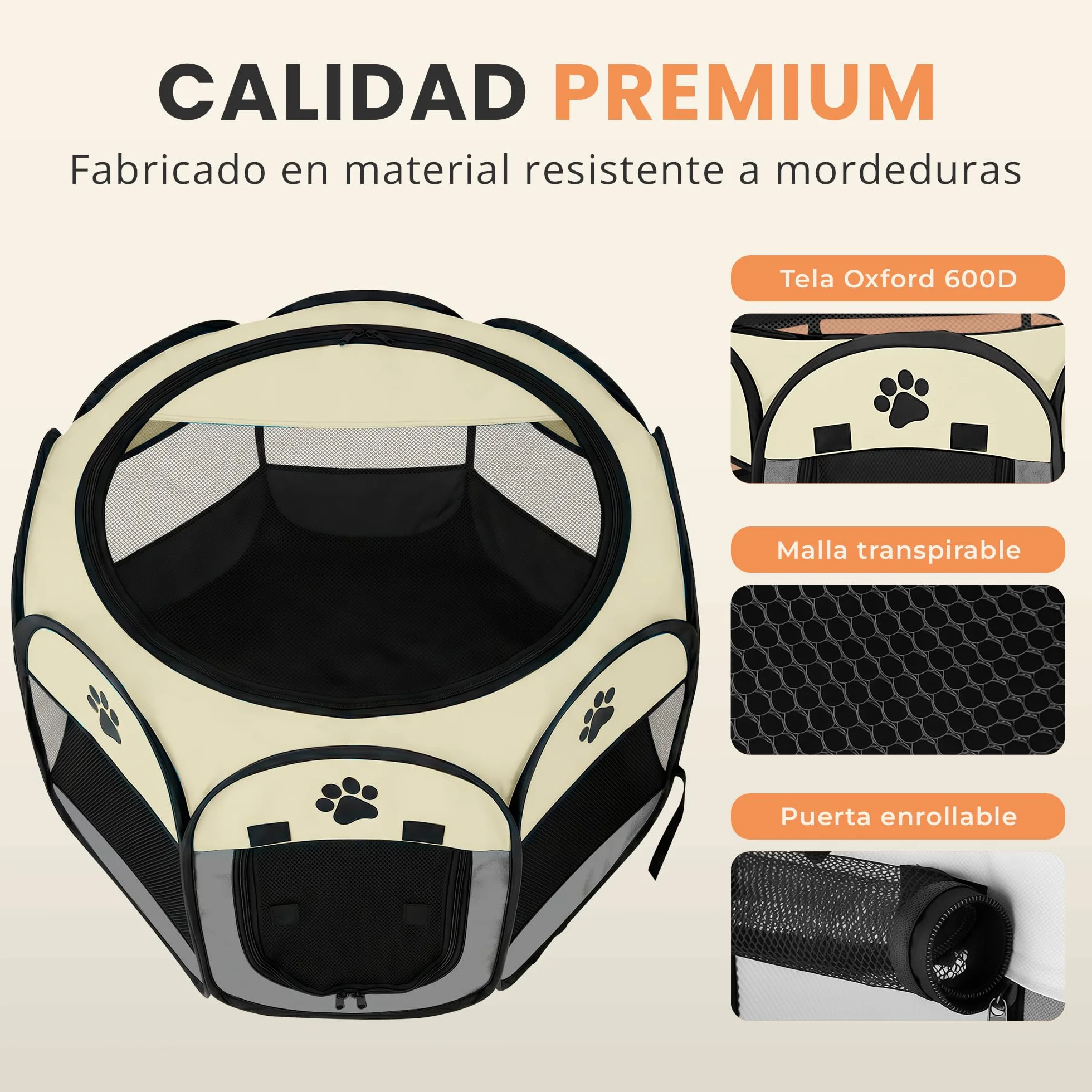 JUPPLIES Recinto Pieghevole per Cani e Gatti Box Portatile in Tessuto Oxford Impermeabile 73x73x43cm