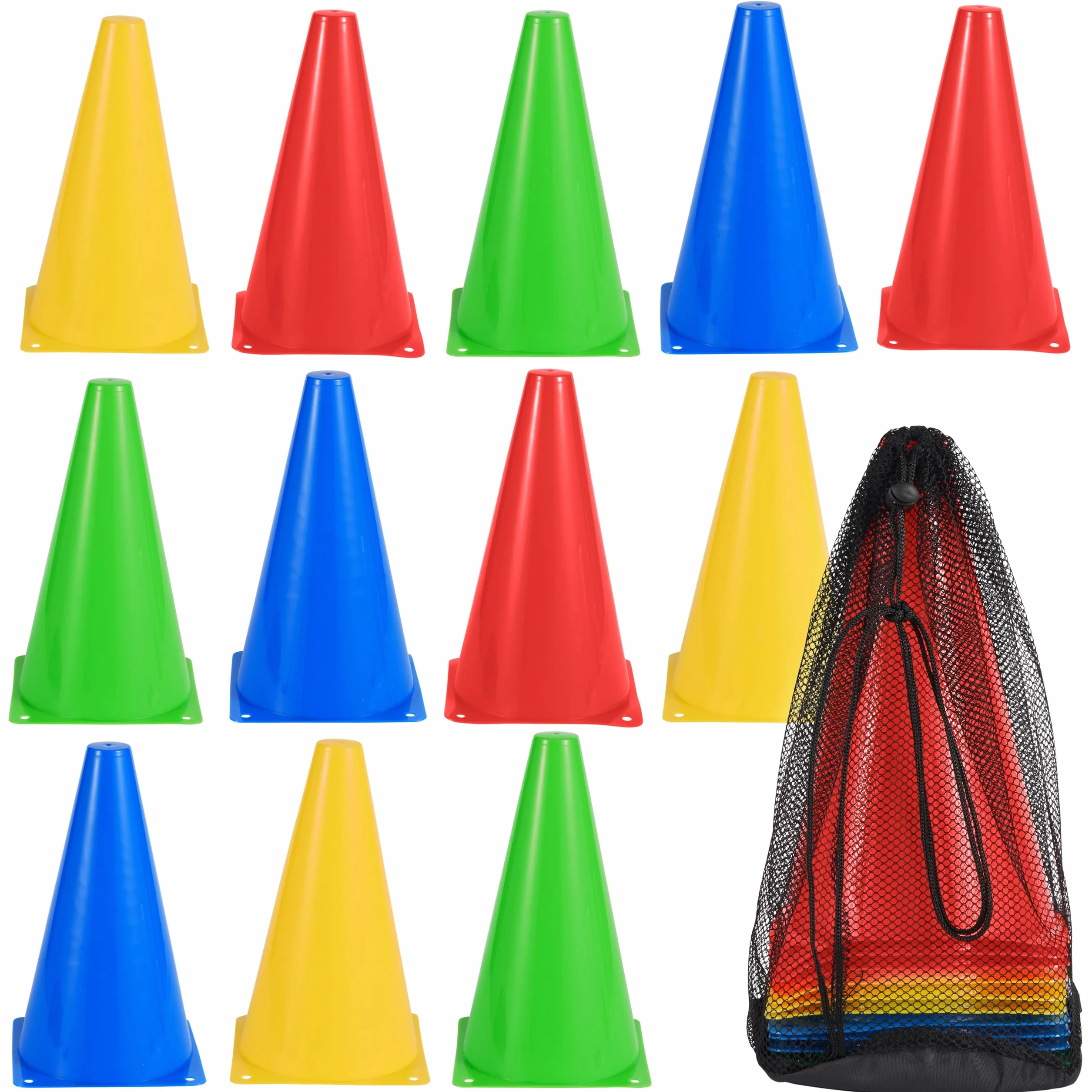 Bramble - 12 Coni da Calcio ed Allenamento di Agilità - Coni Plastica Stradali - 23 cm / 9"