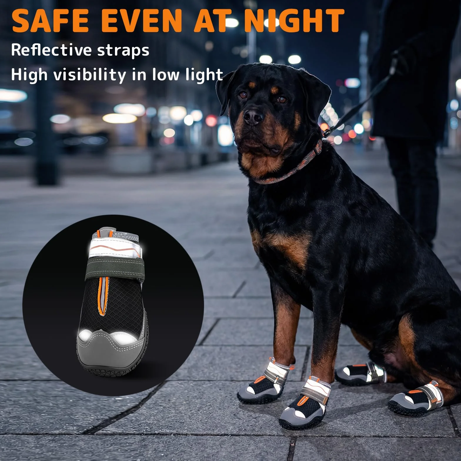 Gimars Scarpe Antiscivolo per Cani Stivaletti Suola Gomma Traspiranti Resistenti Protezione Zampe 2 Unità Nero