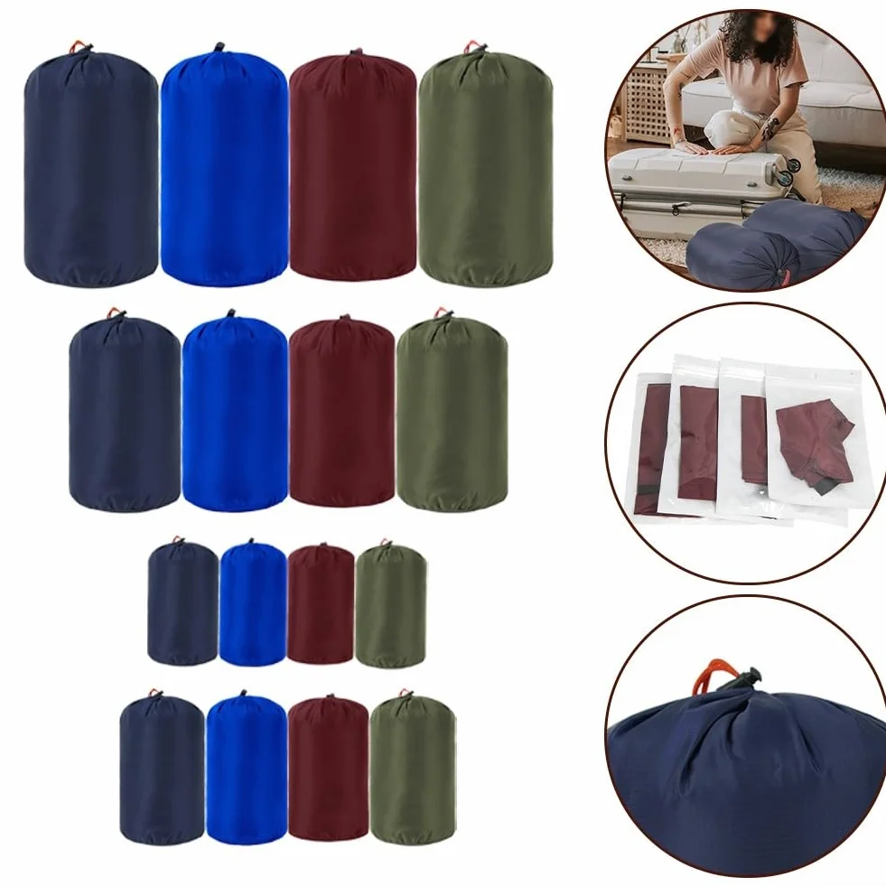 Sacchetto multiuso con coulisse blu scuro per piumini e sacchi a pelo