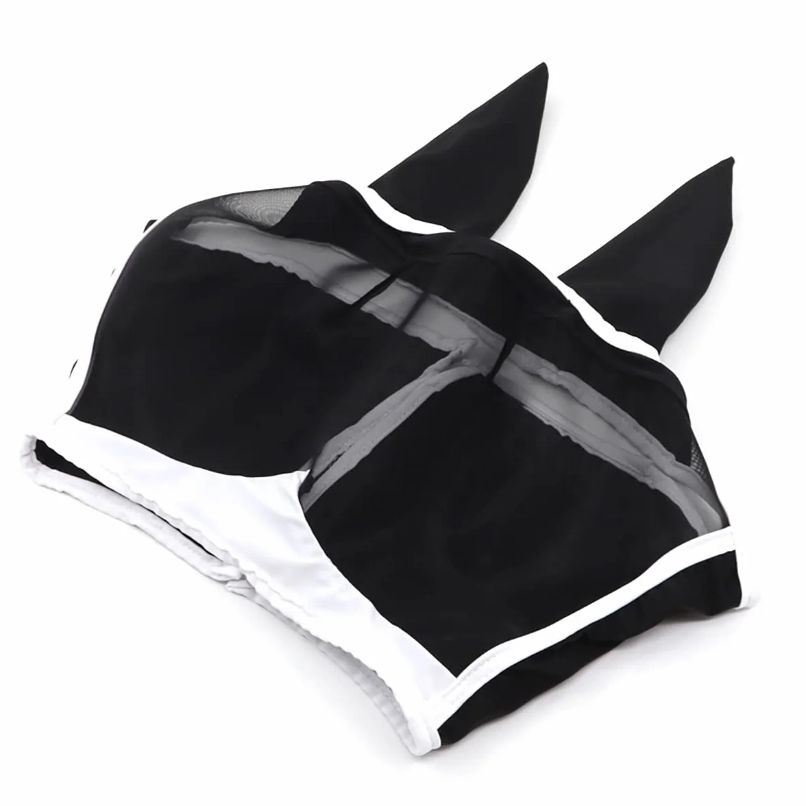 TopHomer Maschera antimosche a maglia fine per cavalli, bianco e nero, taglia L