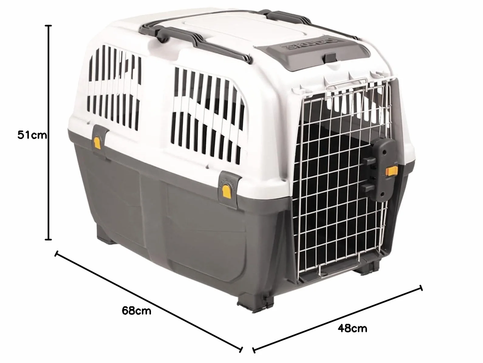 Skudo Lata Contenitore da trasporto per cani, Grigio scuro/Grigio chiaro, 68 x 51 x 48 cm