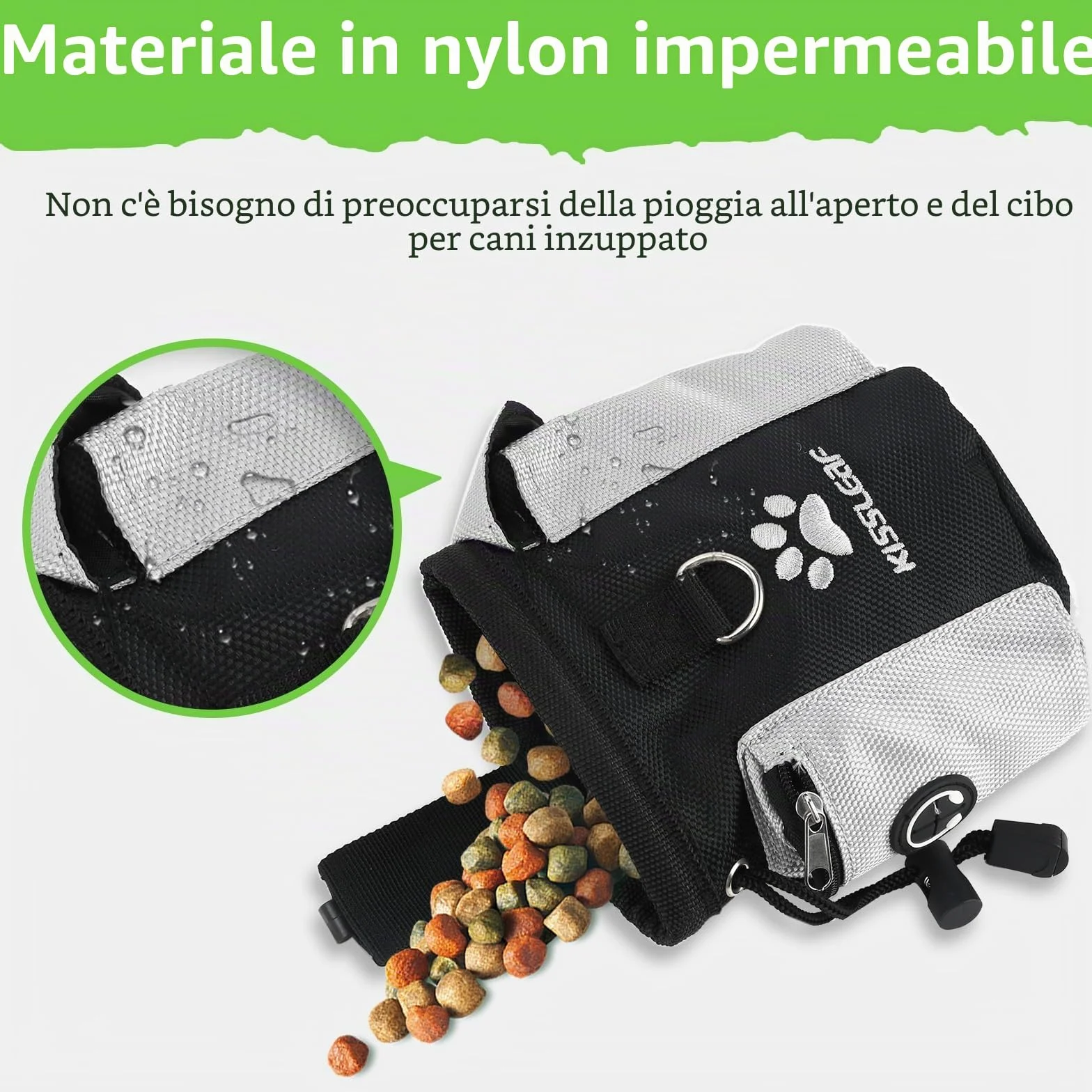 kissleaf Porta Premietti per Cani Multifunzionale Borsa Porta Snack Cane Sacchetto Addestramento Cani Marsupio Premi Cane Porta Sacchi Cibo Cane