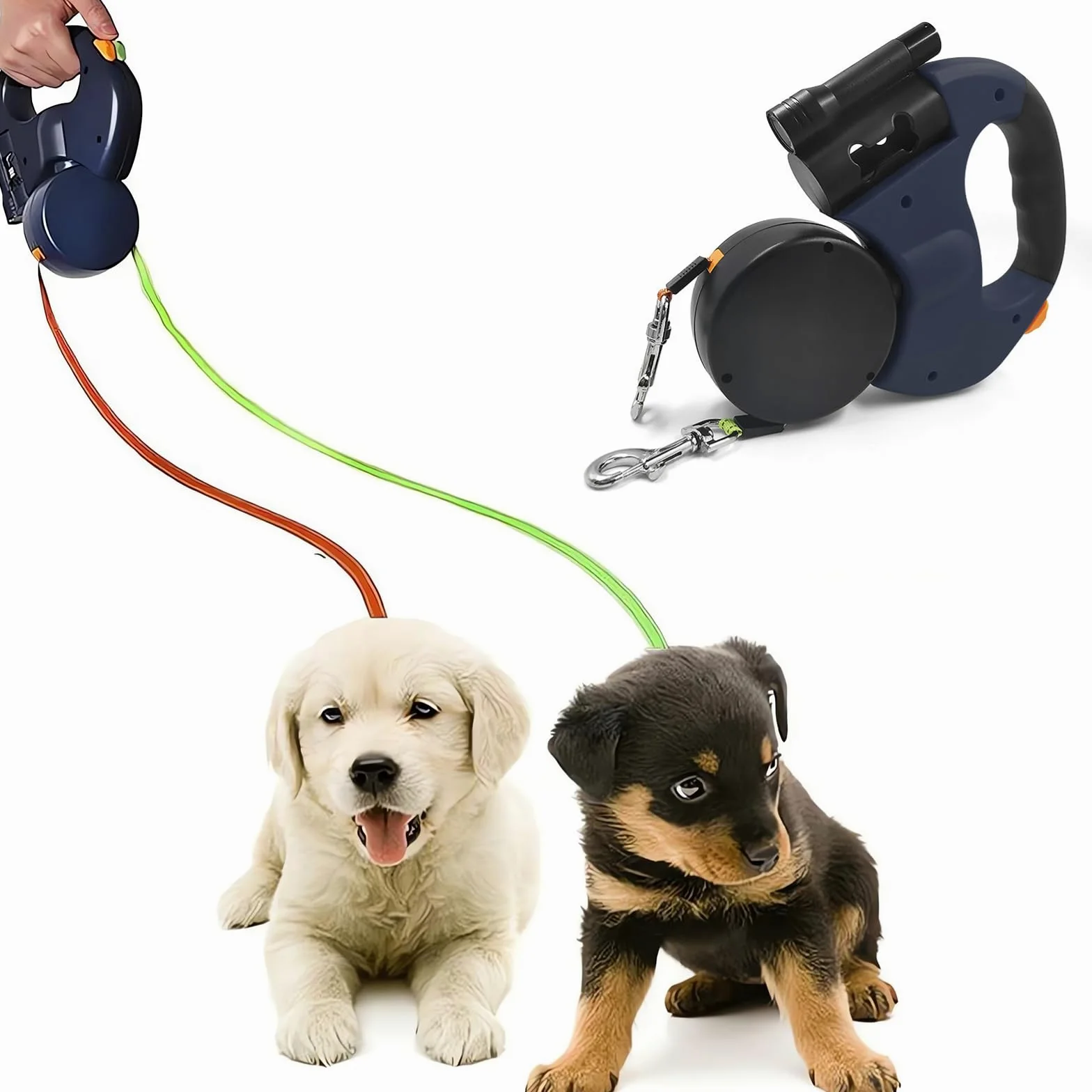 143 Doppio guinzaglio Guinzagli retrattili per Cani Guinzaglio per Animali Domestici Guinzagli estensibili Automatici per Cani Corda di trazione Flessibile per Gatti Corda a Doppia Testa(Gary)