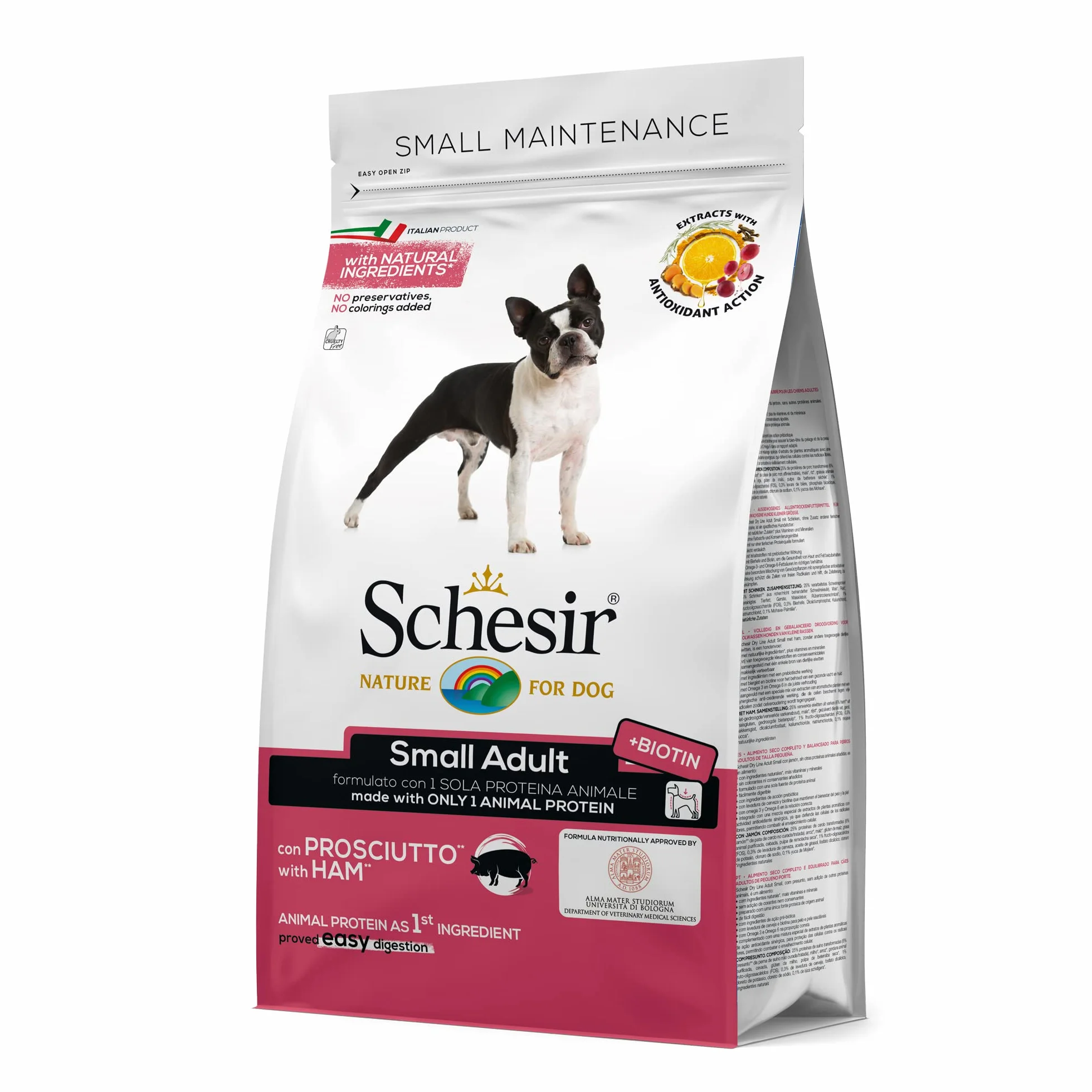 Schesir, Small Adult, Cibo Secco per Cani di Piccola Taglia, Completo e Bilanciato, con Prosciutto, con Vitamine Aggiunte, Cruelty-Free, 2Kg