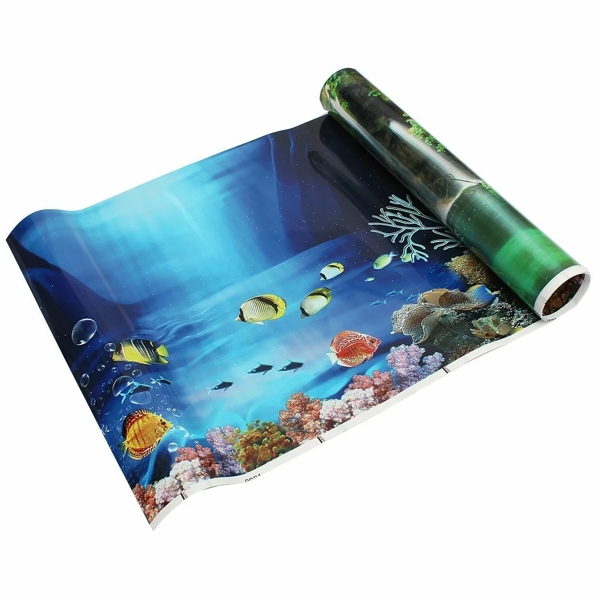 U-M Blu Mare Fresco Sfondo Acquario Oceano Paesaggio Poster Pesce Serbatoio Sfondo Doppio Faccia Carta