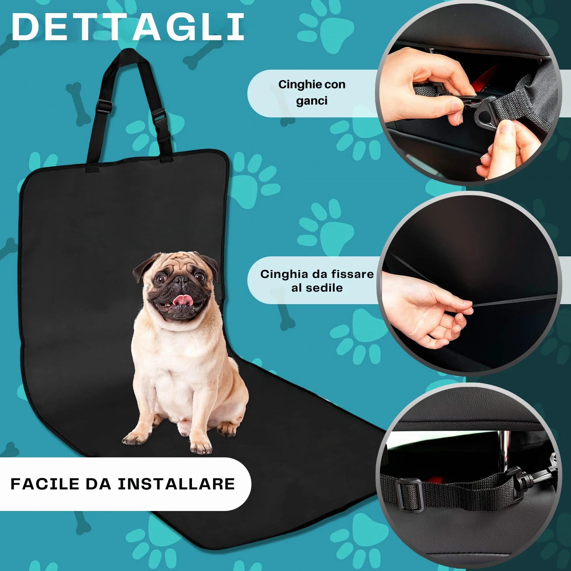 GreatDreams® Coprisedile per cani - Coprisedile impermeabile e resistente per cani - Protezione per auto per cani - Universale per SUV - Camion - Sedile singolo anteriore - 105 cm x 50 cm.