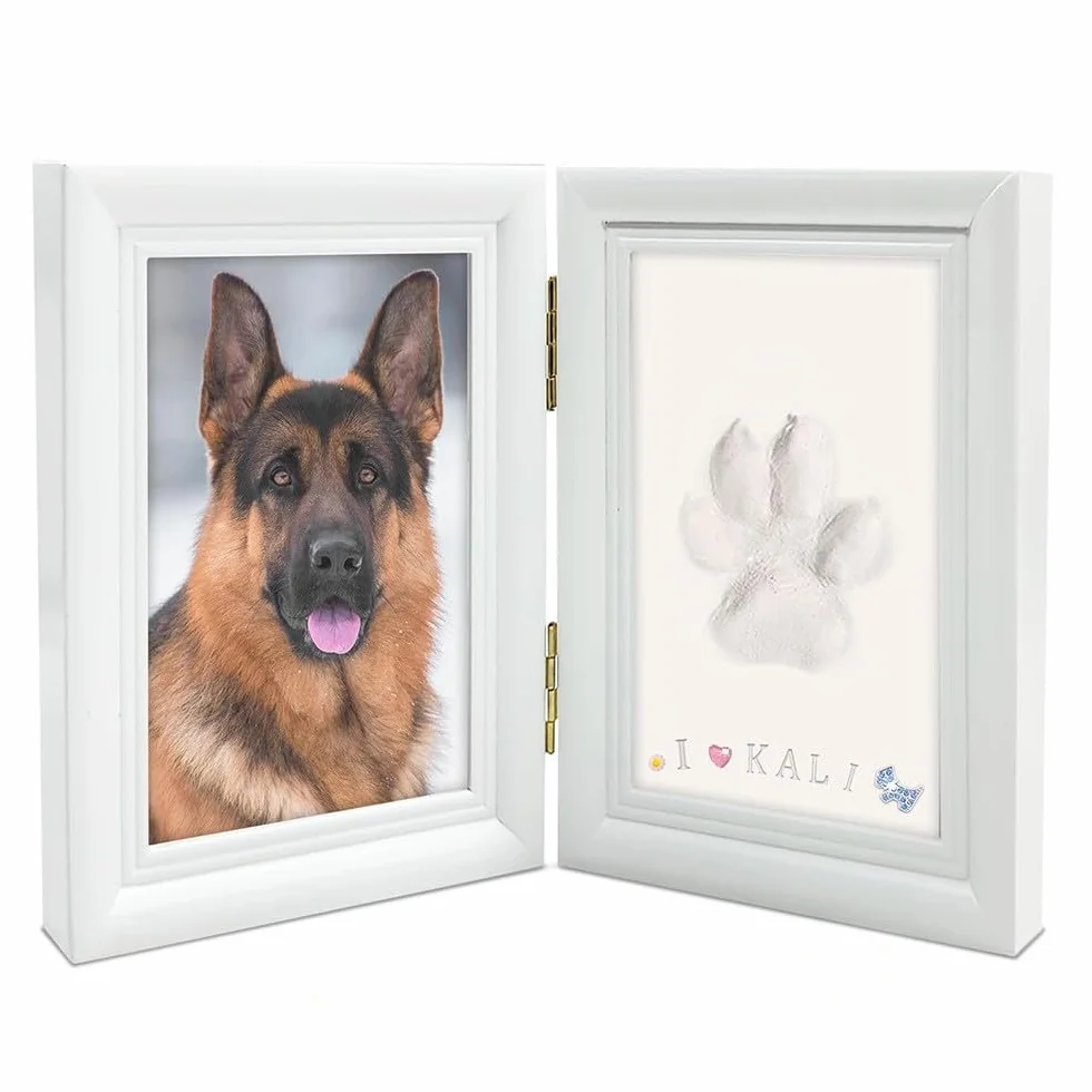 Pandiui23 Cornice portafoto commemorativa per animali domestici, cornice portafoto per cane o gatto con impronte digitali di cane o gatto
