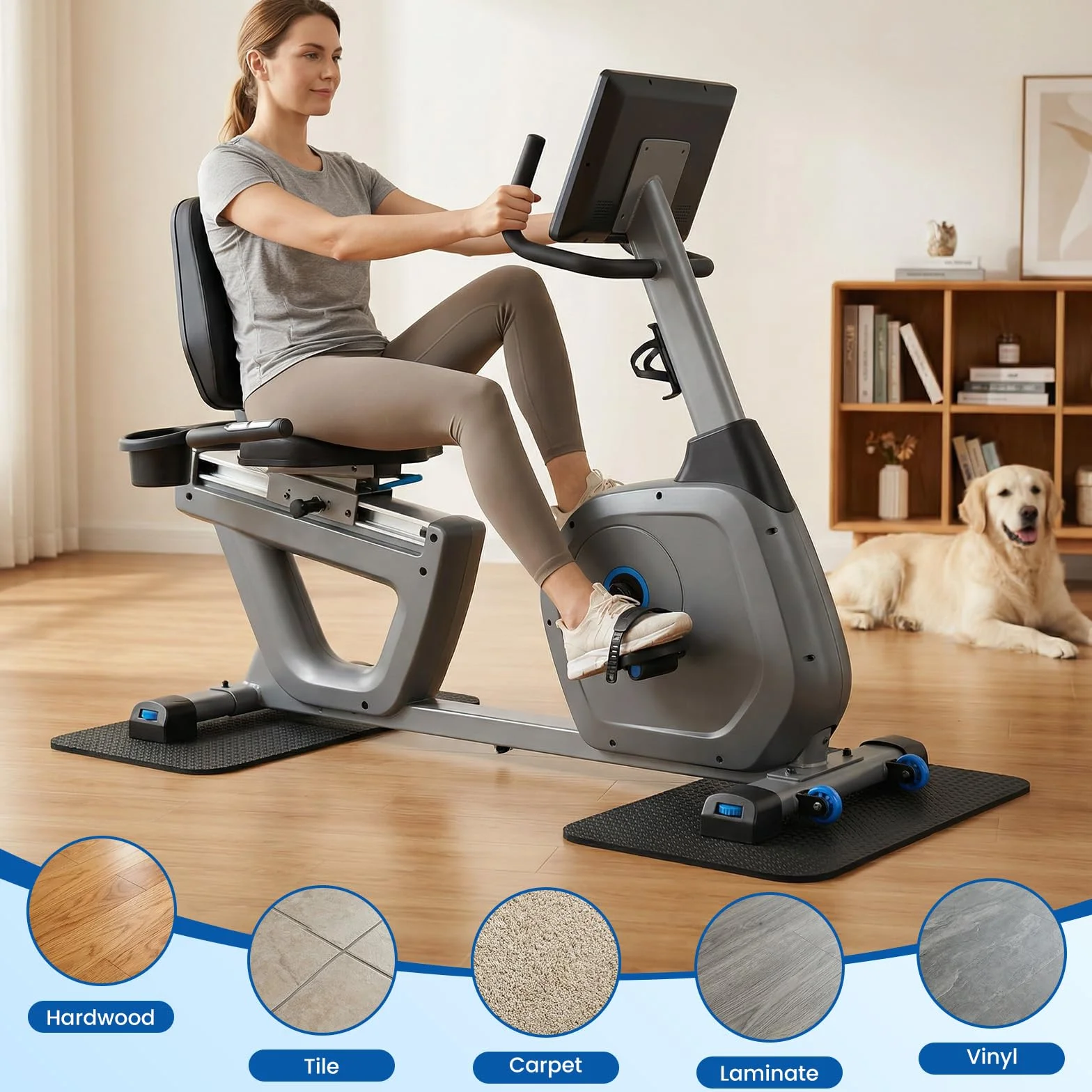 2Pezzi Tappetino Protezione Pavimento per Attrezzi Fitness, Tappetino Antiscivolo Doppia Faccia in Silicone, Tappeto di Protezione per Pavimento, Sottopattino per Attrezzatura Sportiva, Tapis Roulant