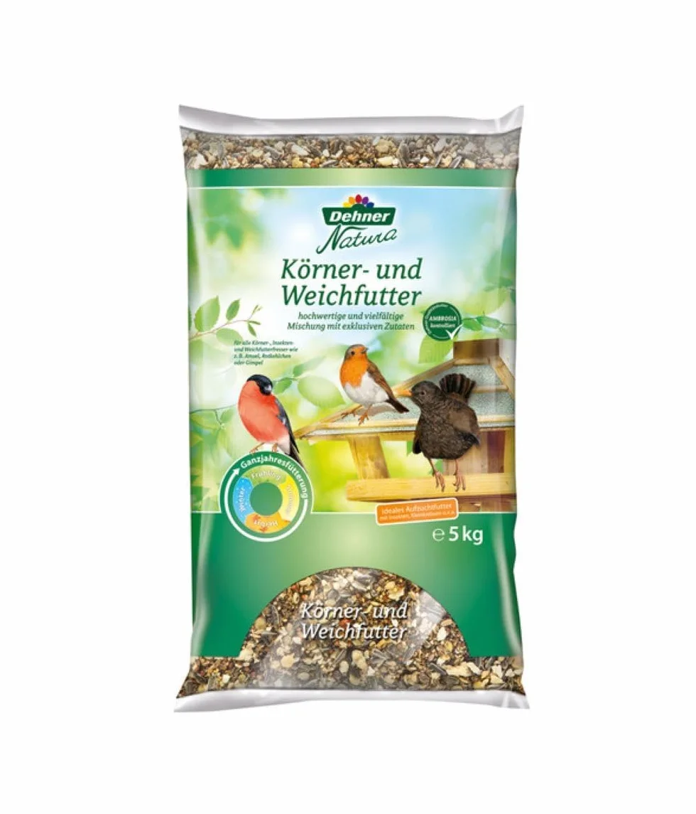 Dehner Natura Premium Mangime per Uccelli Selvatici, Cereali e mangime Morbido, 5 kg