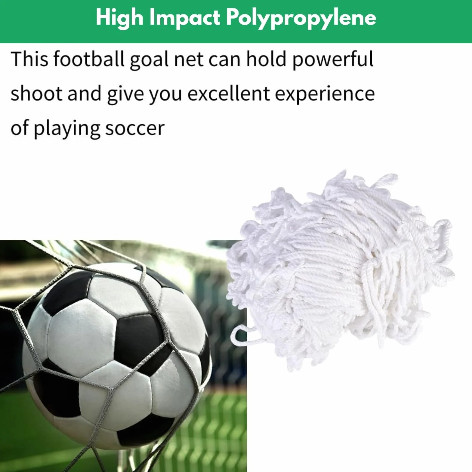 Jadeshay Rete per Porta da Calcio, 3x2 Metri Reti di Ricambio per Porta da Calcio Rete da Calcetto per Allenamento Sportivo in Fibra di Polipropilene